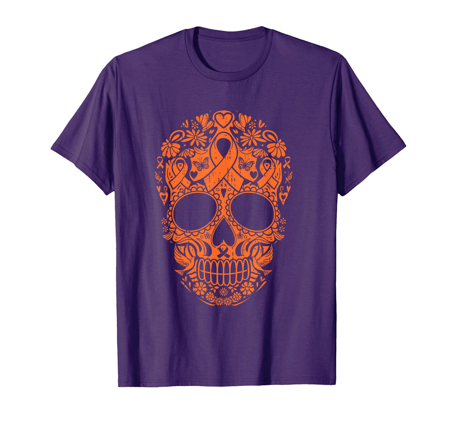 Skull Multiple Sclerosis Awareness MS Awareness Orange T-Shirt