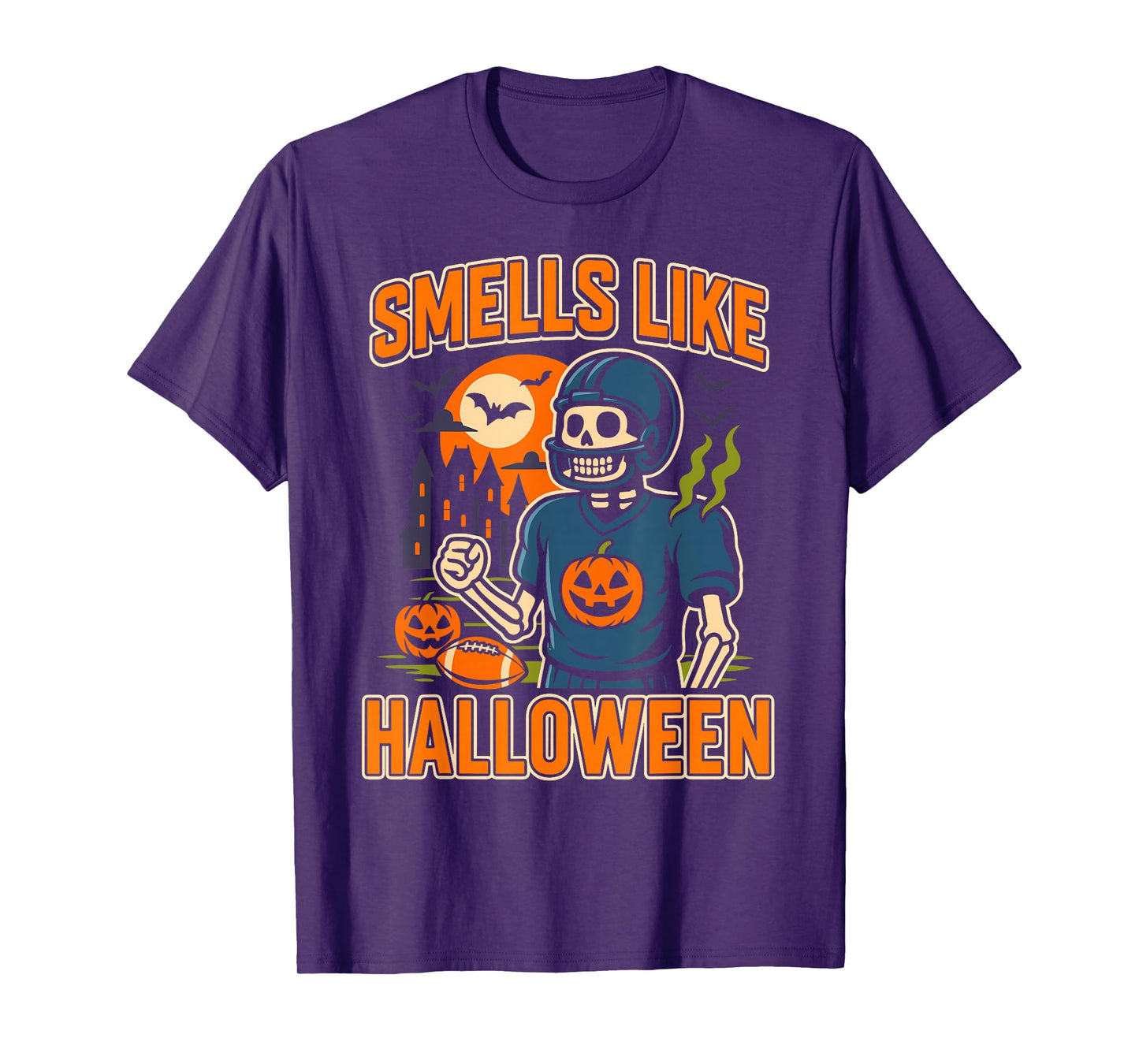Skeleton Football Stinky Halloween Smells Like Halloween T-Shirt