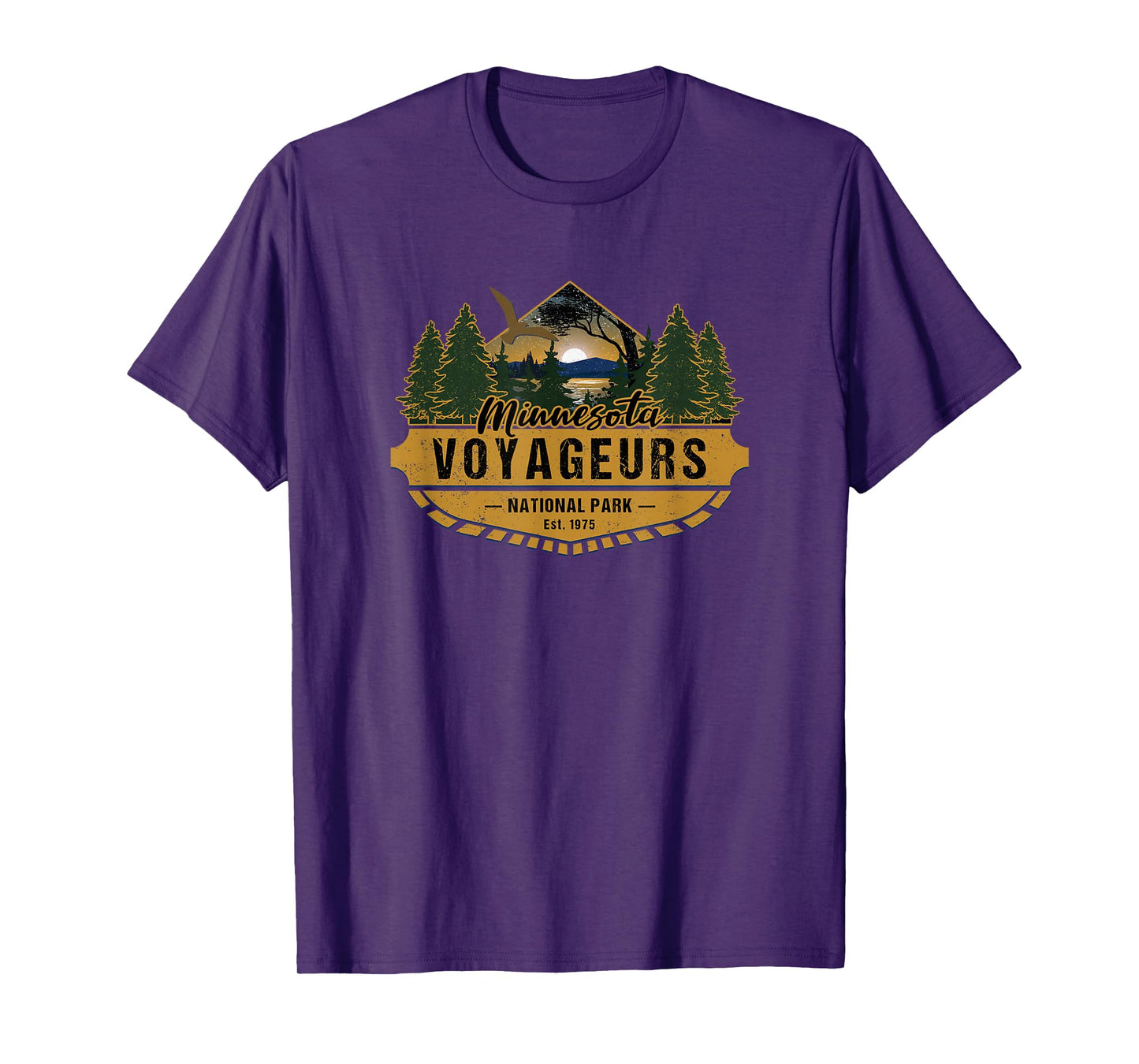 KAEDAM Gifts: Voyageurs National Park Unisex-Adults Kids Black Cotton Short Sleeve Classic Fit T-Shirt