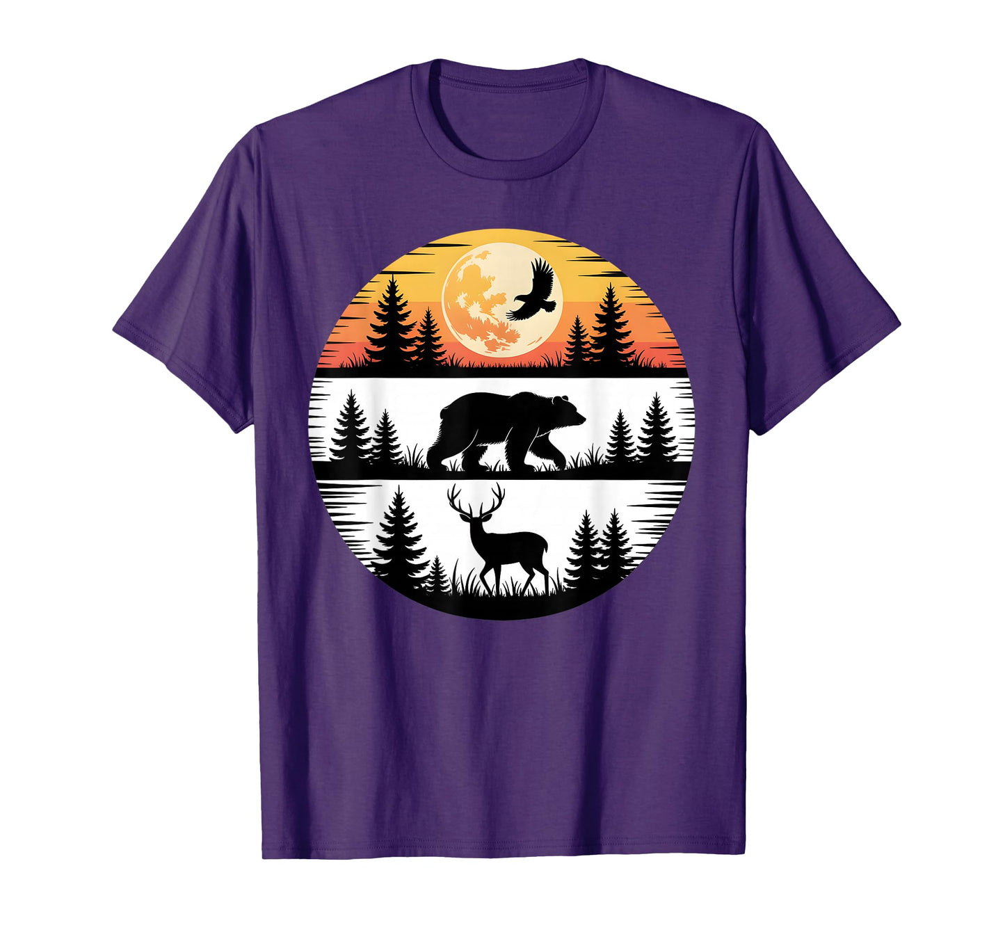 Pine Tree Silhouette Reflection Sunset Wilderness Hiking T-Shirt