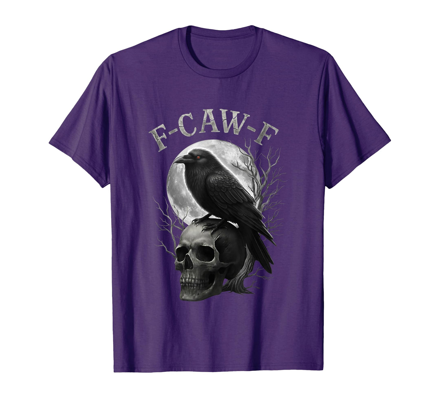 F-CAW-F Black Crow Skeleton Adult Humor Spooky Gothic Bird T-Shirt