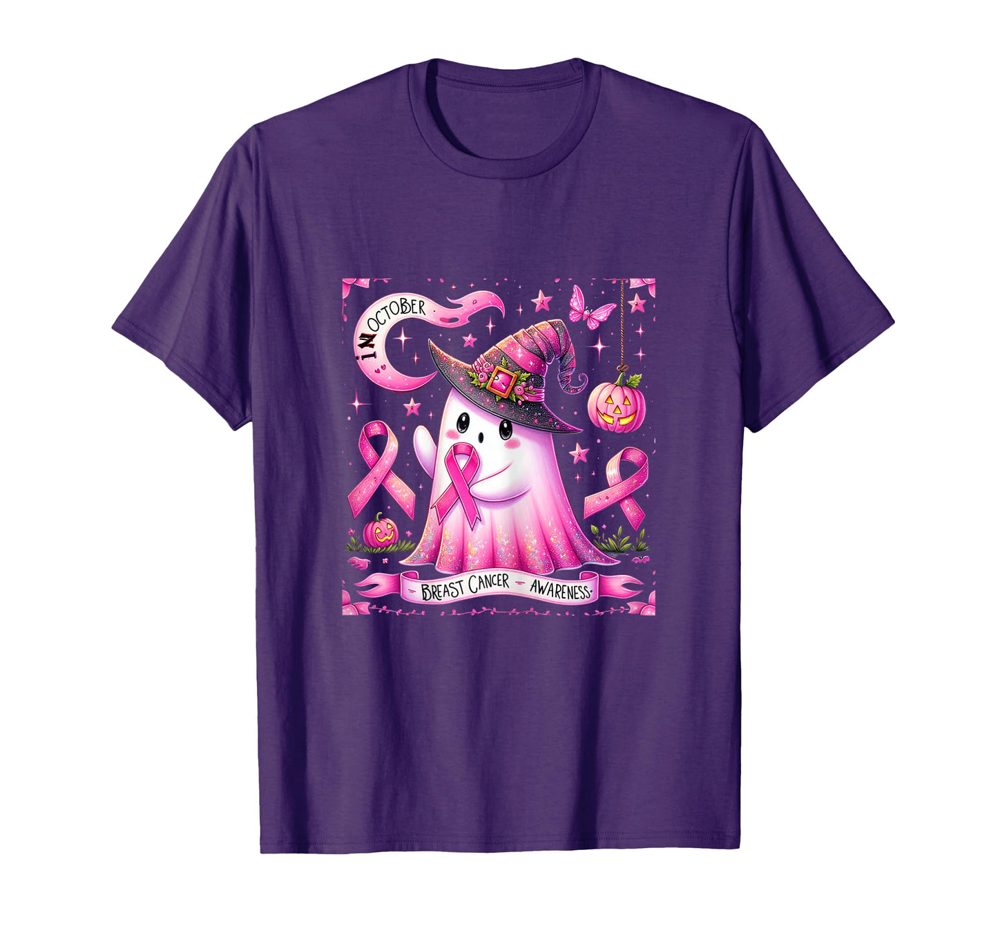 Pink Ghost for Breast Cancer Awareness in October T-Shirt