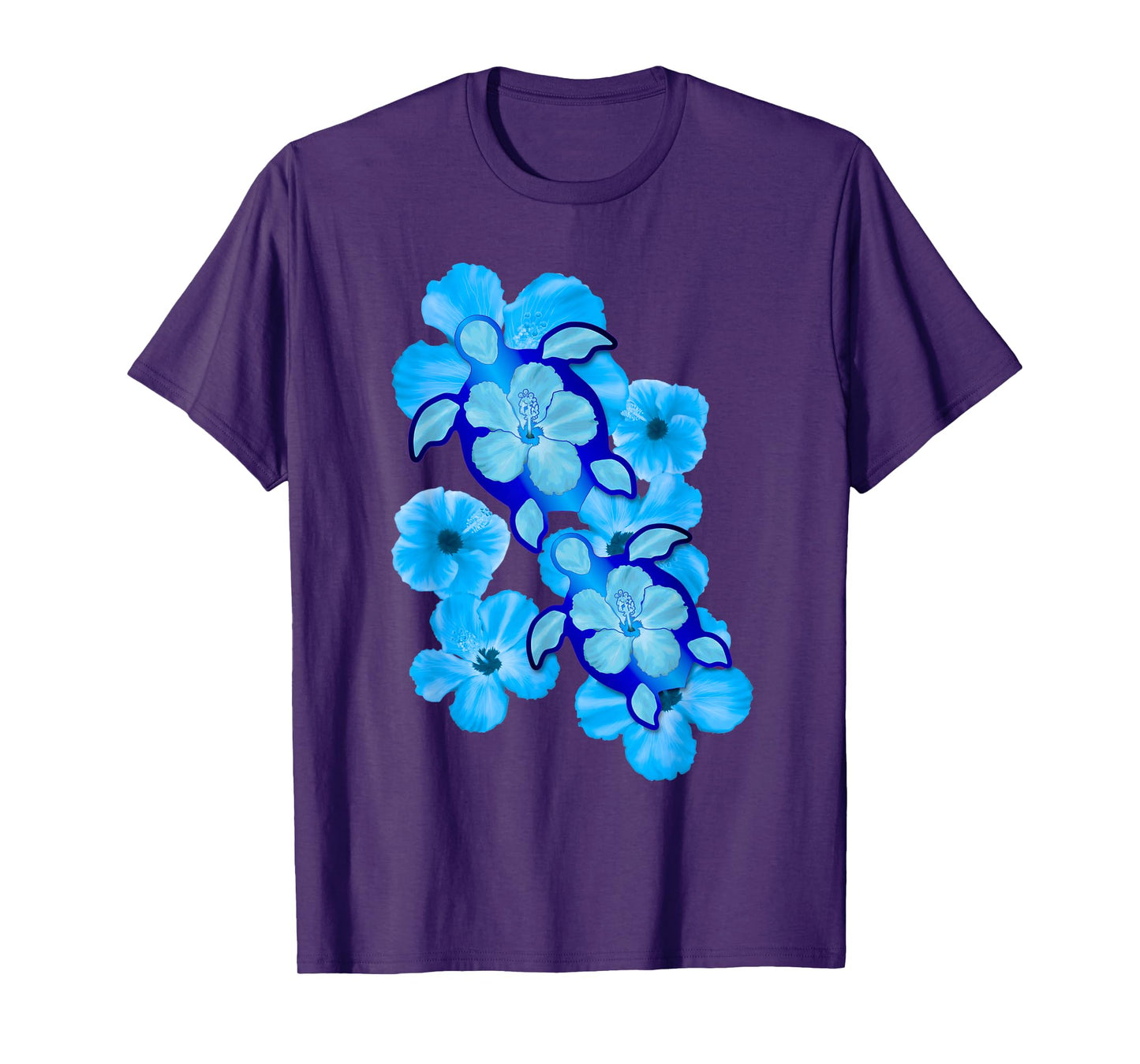 Hawaiian Sea Turtles Hibiscus Flowers T-Shirt