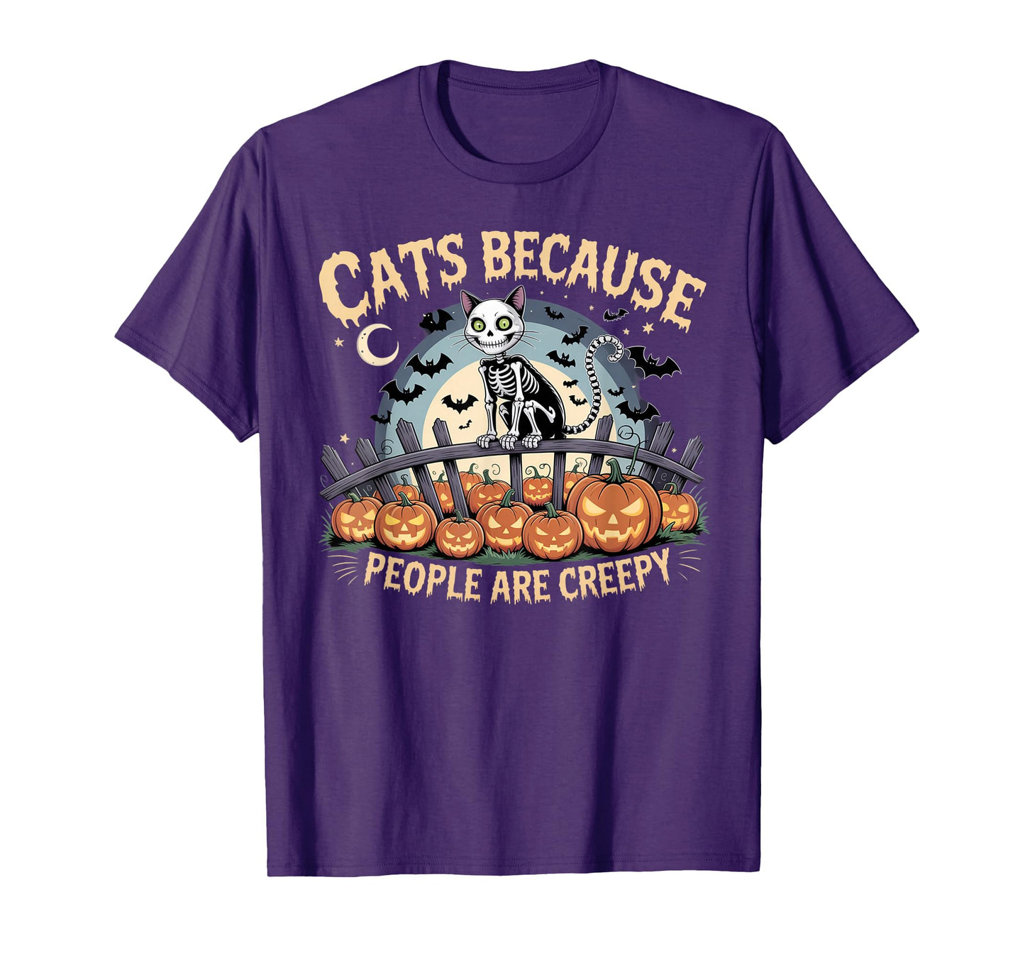 Cats Because People are Creepy Ghost Halloween Cat Mom Kids T-Shirt