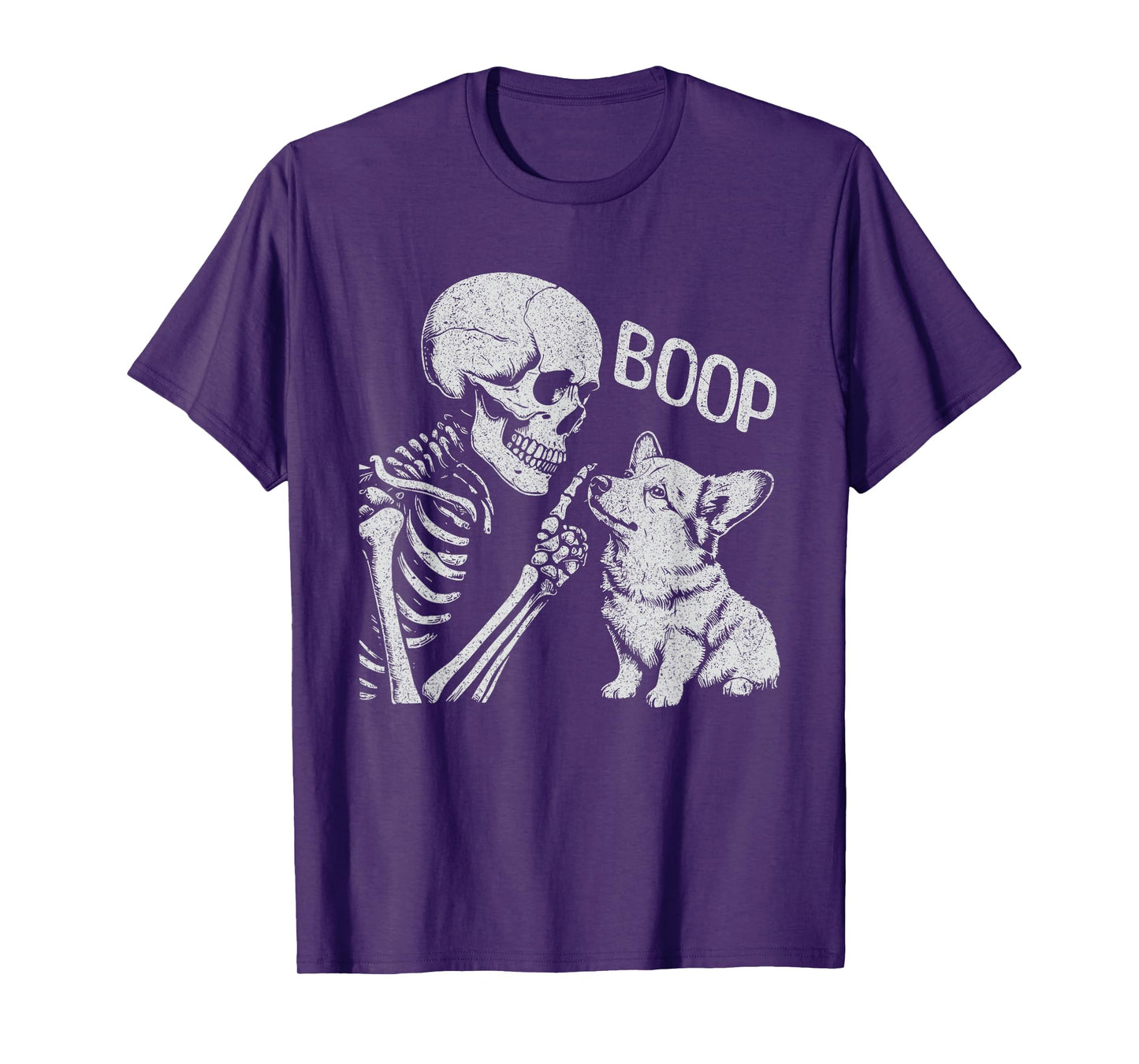 Funny Skeleton Hand Goth Boop Corgi Dog Nose Halloween T-Shirt