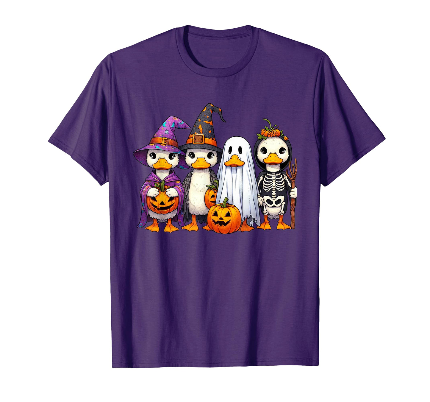 Duck Witch Ghost Pumpkin Skeleton Halloween Family Matching T-Shirt