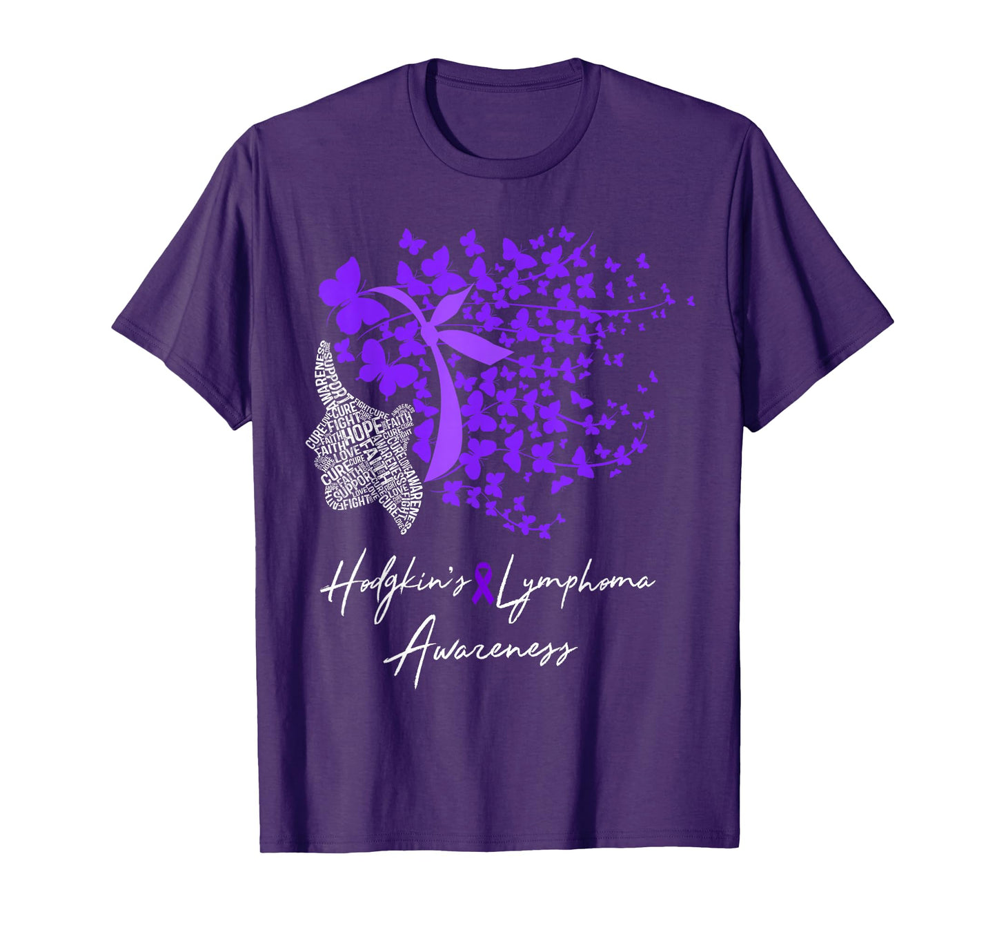 Hodgkin's Lymphoma Awareness Gifts Purple Butterflies TShirt T-Shirt