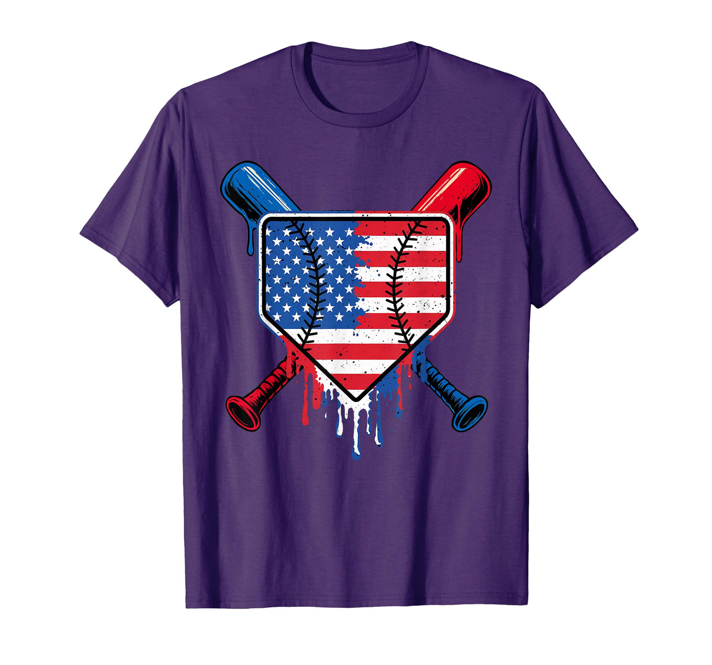 Baseball Drip Boys Ice Cream Patriotic American Flag T-Shirt