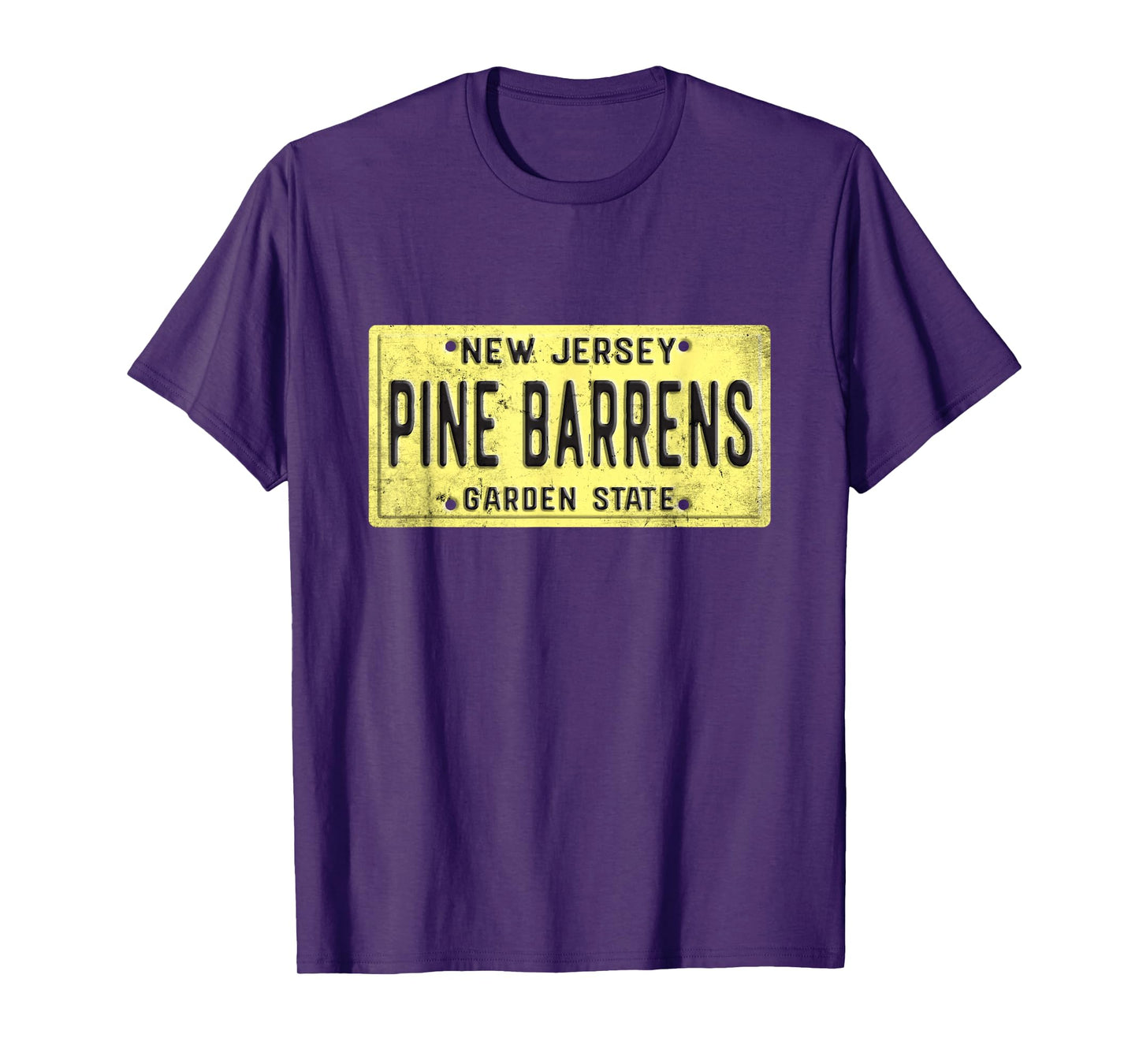 Pine Barrens New Jersey Retro Distressed NJ License Plate T-Shirt