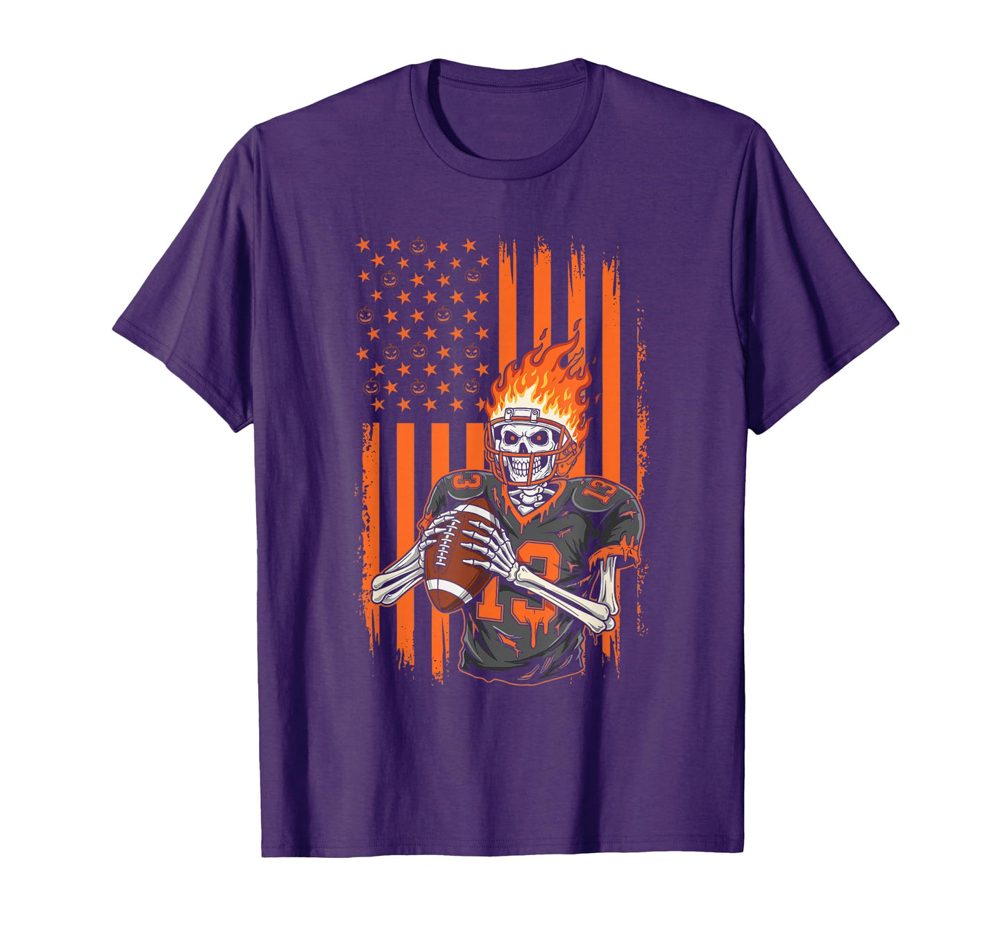 Skeleton Football Player Spooky Halloween Sports Outfit T-Shirt