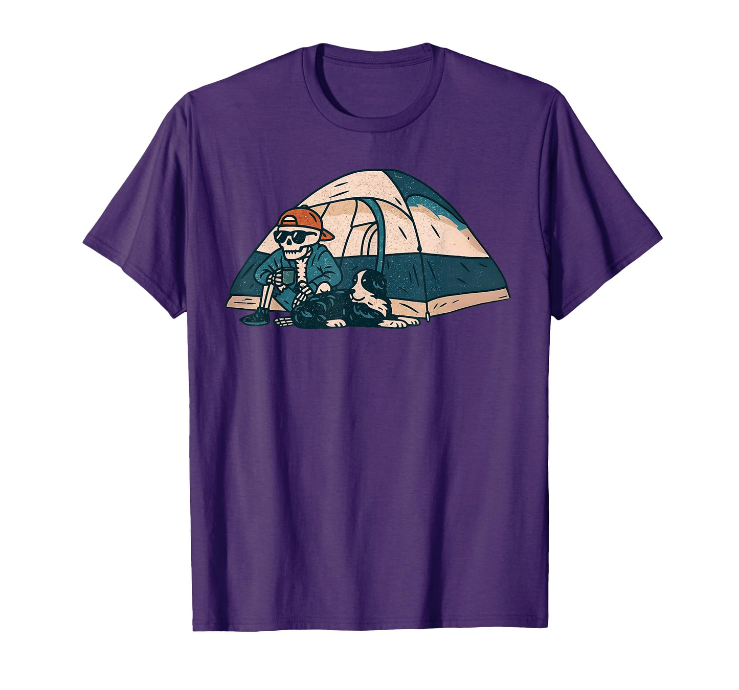 Vintage Halloween Skeleton Camping Funny Spooky Costume T-Shirt
