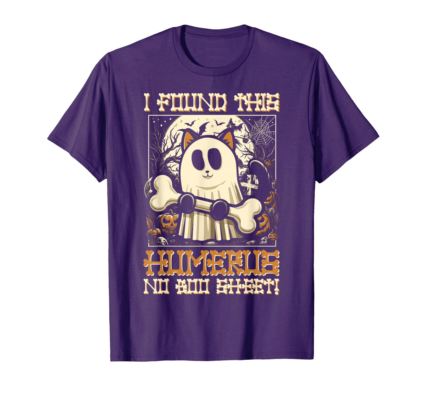 I Found This Humerus No Boo Sheet - Funny Cat Halloween T-Shirt