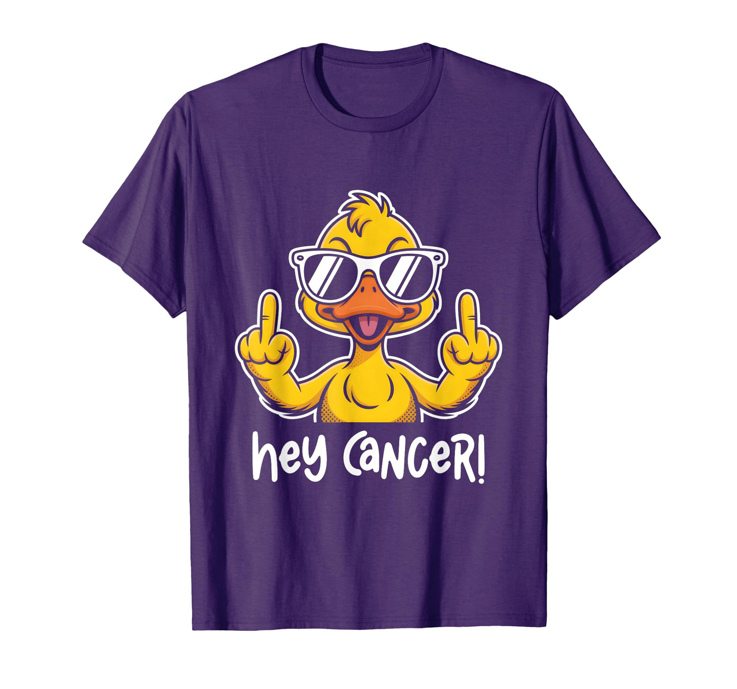 Hey Cancer F U Sunglasses Duck Flipping The Bird F ck Cancer T-Shirt