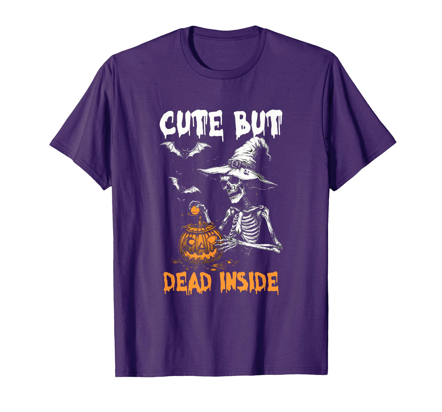 Cute But Dead-Inside Spooky Skeleton Halloween Design Bats T-Shirt