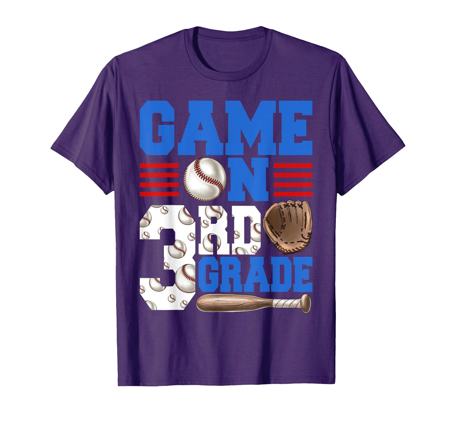 Game On 3rd Grade With Baseball Player First Day Of School T-Shirt