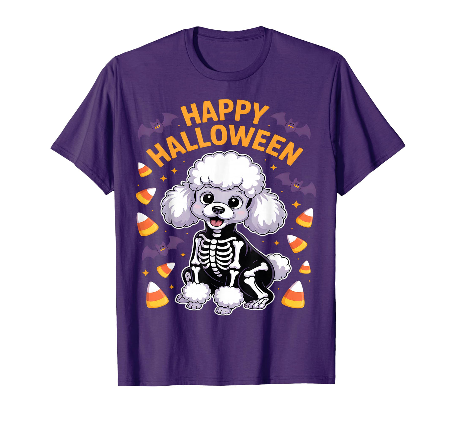 Poodle Skeleton Happy Halloween T-Shirt