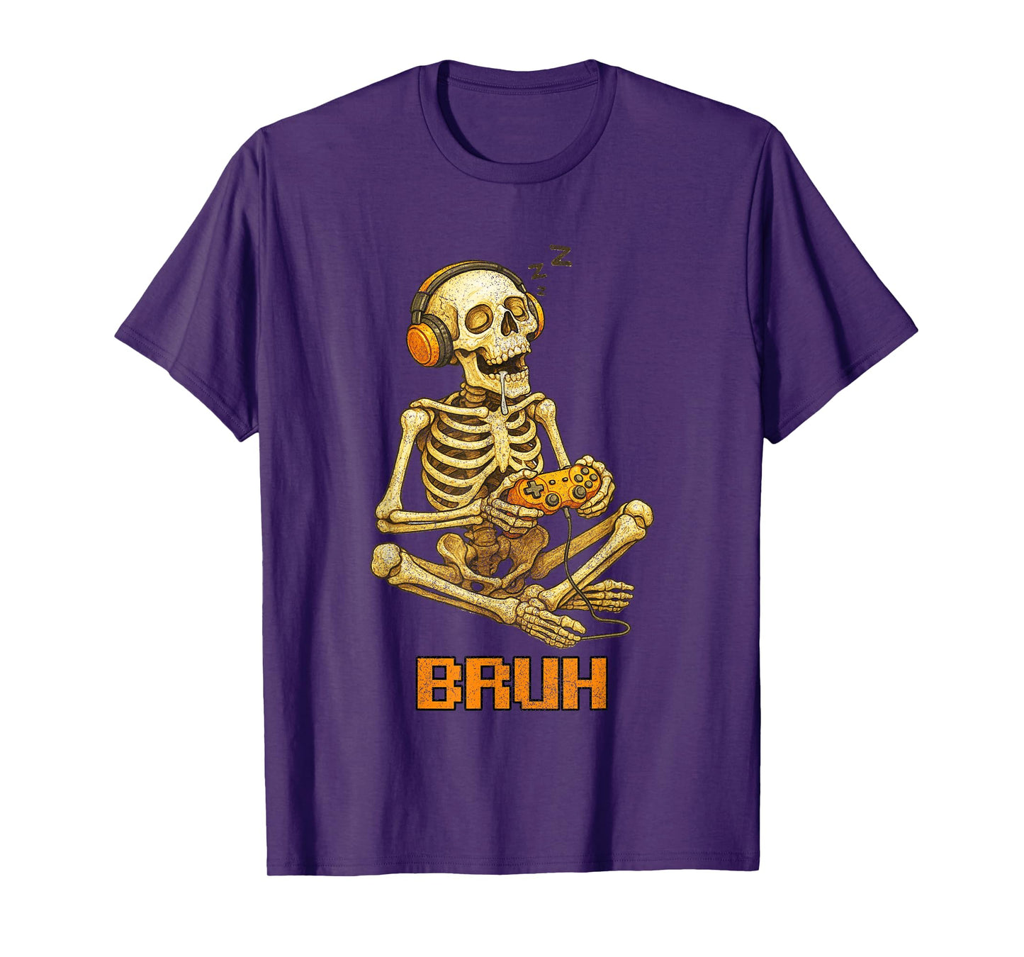 Halloween Skeleton Gamer Video Gaming Funny Skeleton Bruh T-Shirt