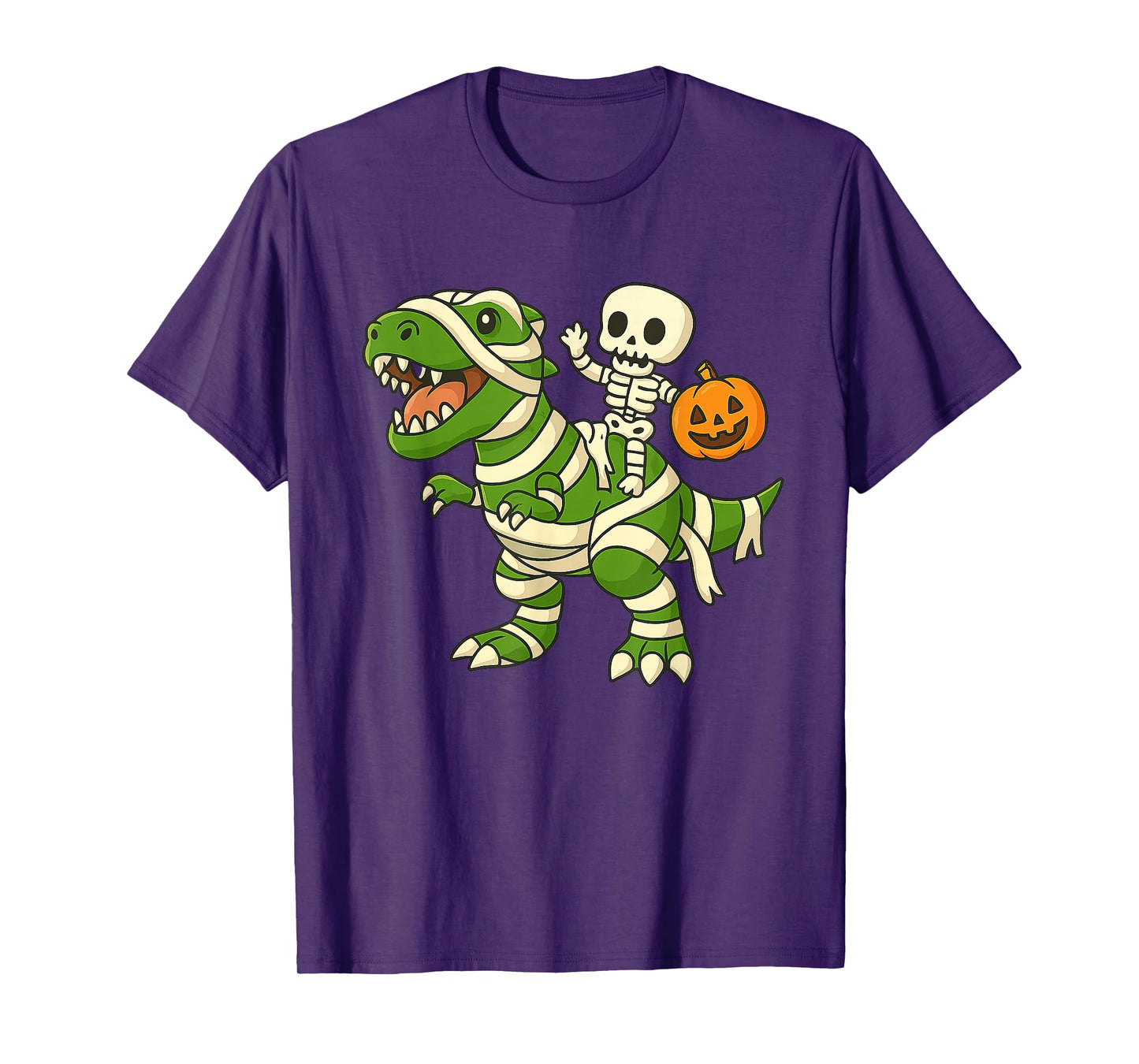 Skeleton Riding Mummy Dinosaur T rex Halloween Funny Gamer T-Shirt