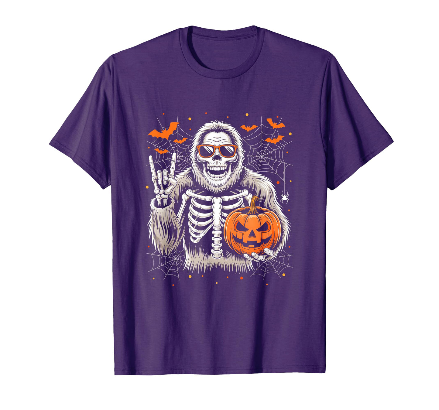 Spooky Bigfoot Skeleton Halloween Costume Pumpkin Boys Mens T-Shirt
