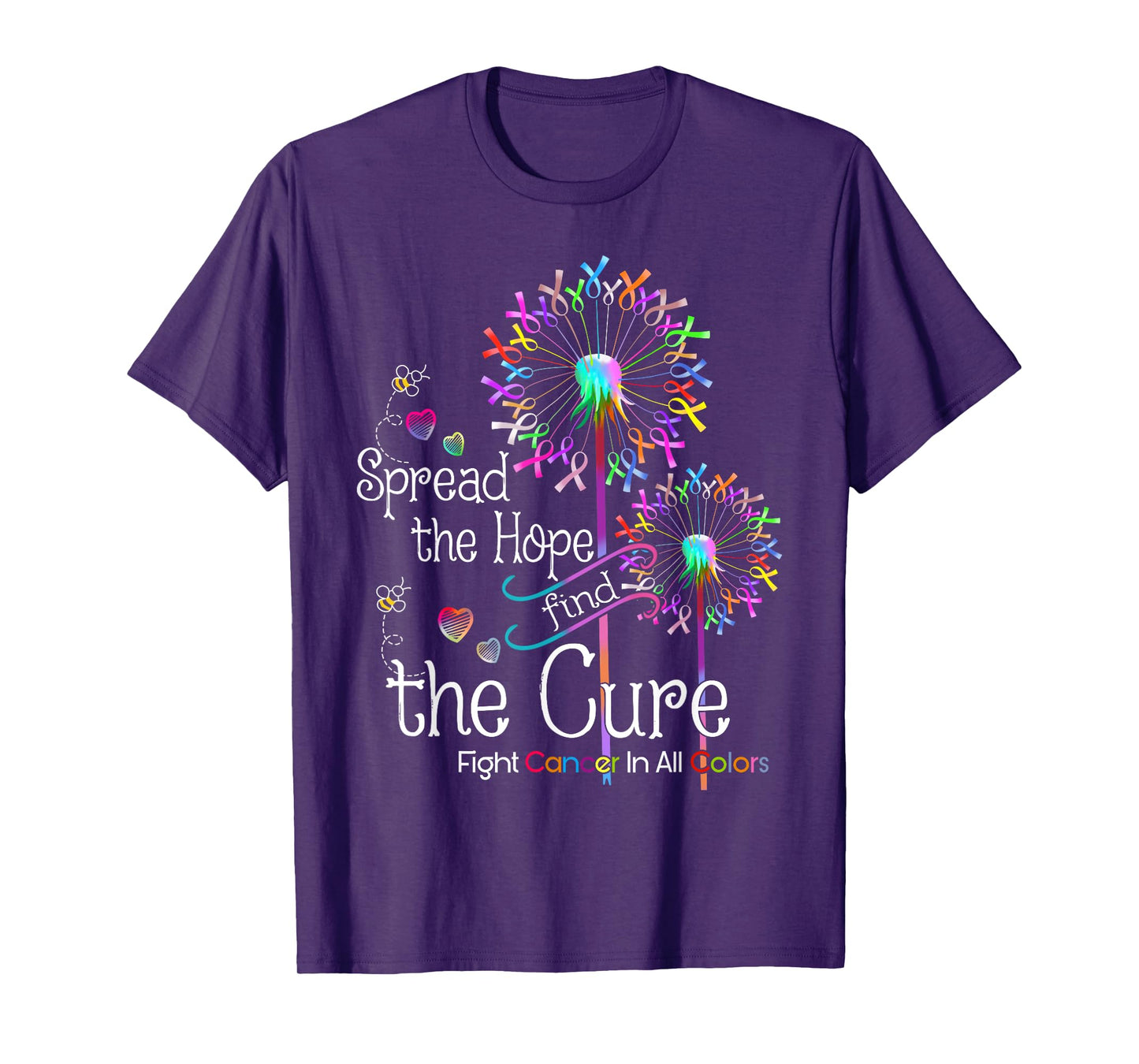 Fight cancer in all and every color ribbons flower heart T-Shirt