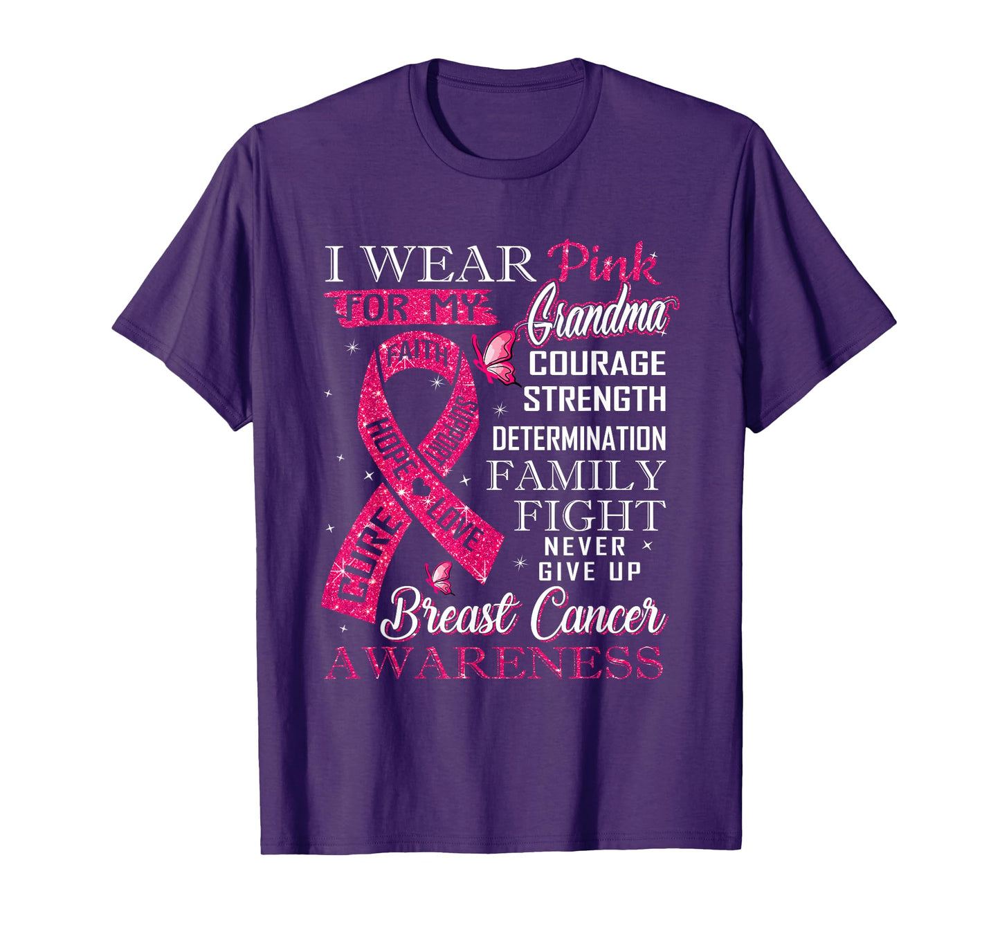 I Wear Pink for My Grandma Breast Cancer Support Squads T-Shirt