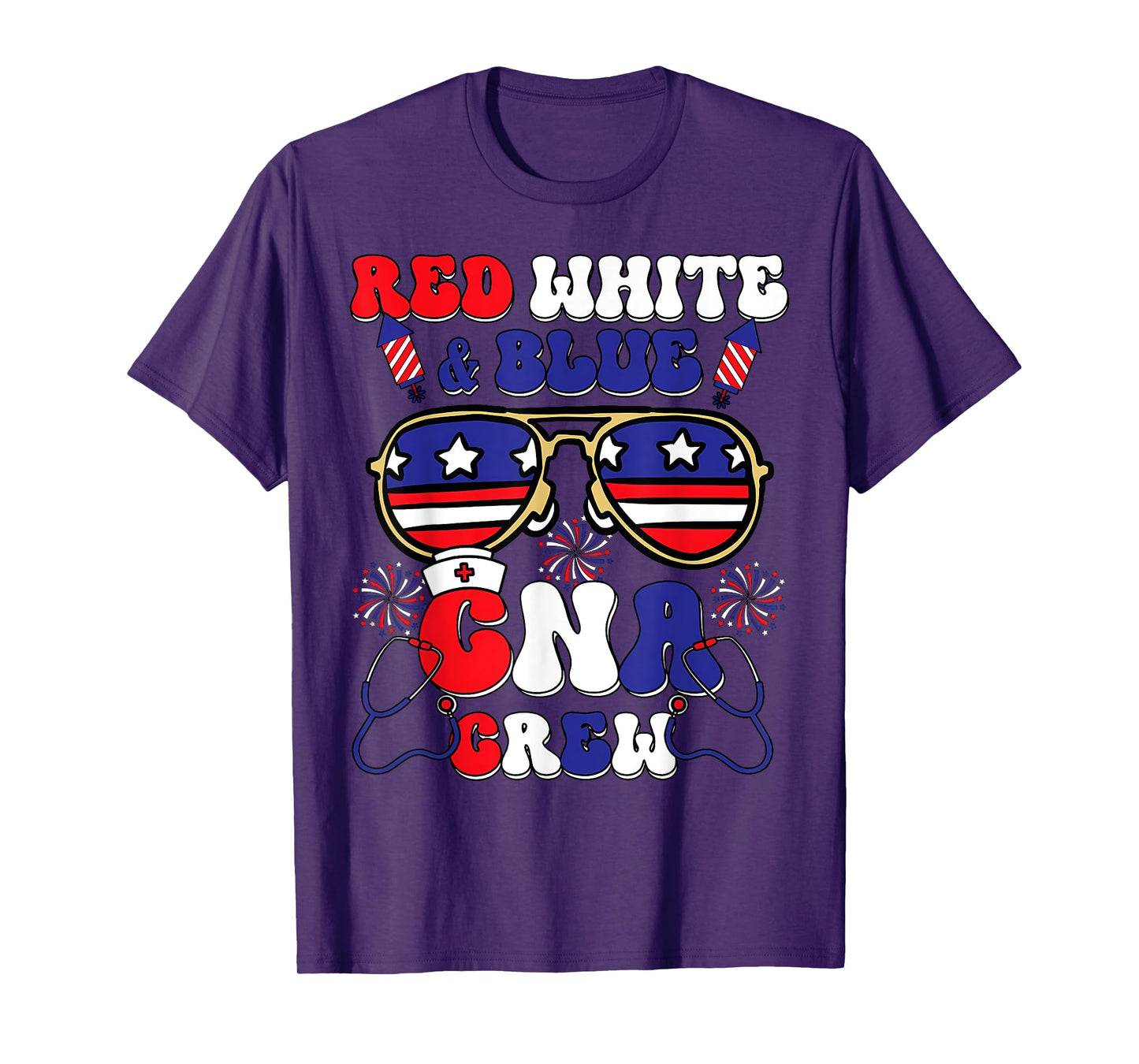 Red White Blue CNA Crew Certified Nursing Assistant 4th July T-Shirt