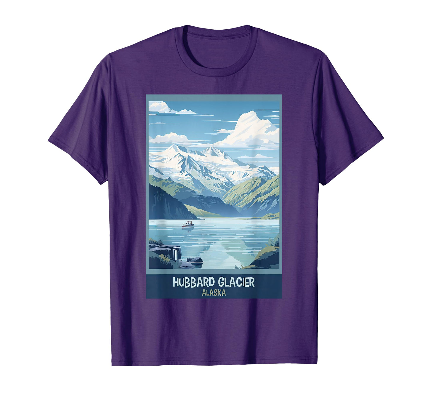 Hubbard Glacier, Alaska Retro Travel Poster Graphic T-Shirt