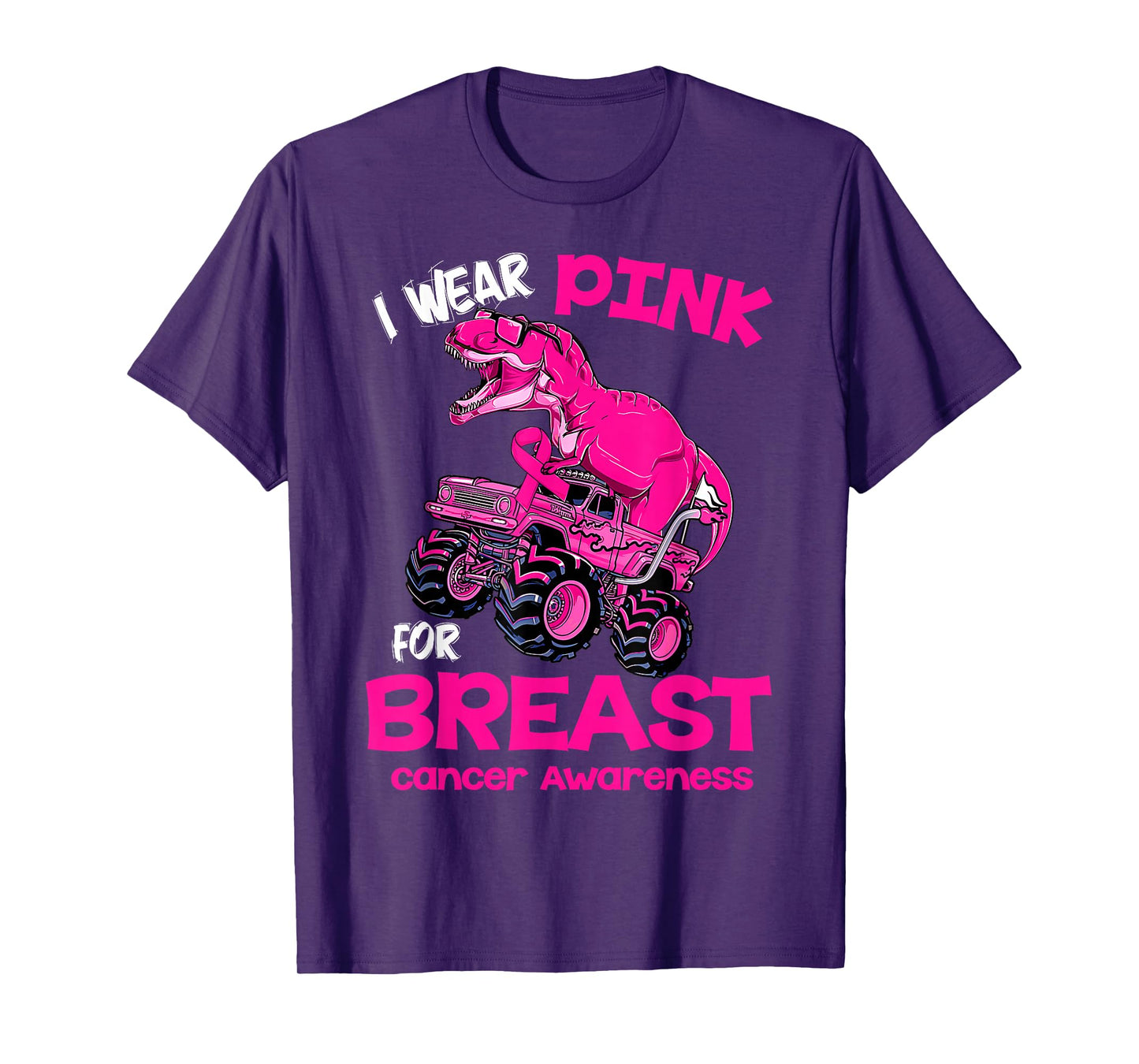 I Wear Pink for Breast Cancer Awareness Dinosaur Boys Kids T-Shirt