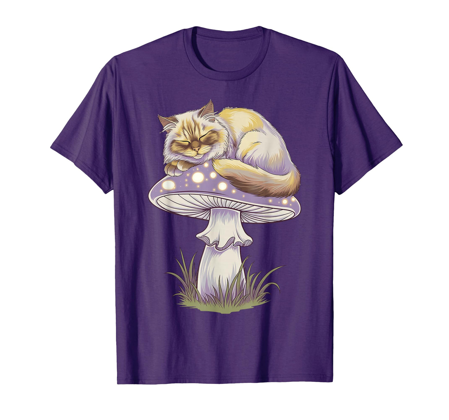 Magical Himalayan Cat on Glowing Mushroom T-Shirt