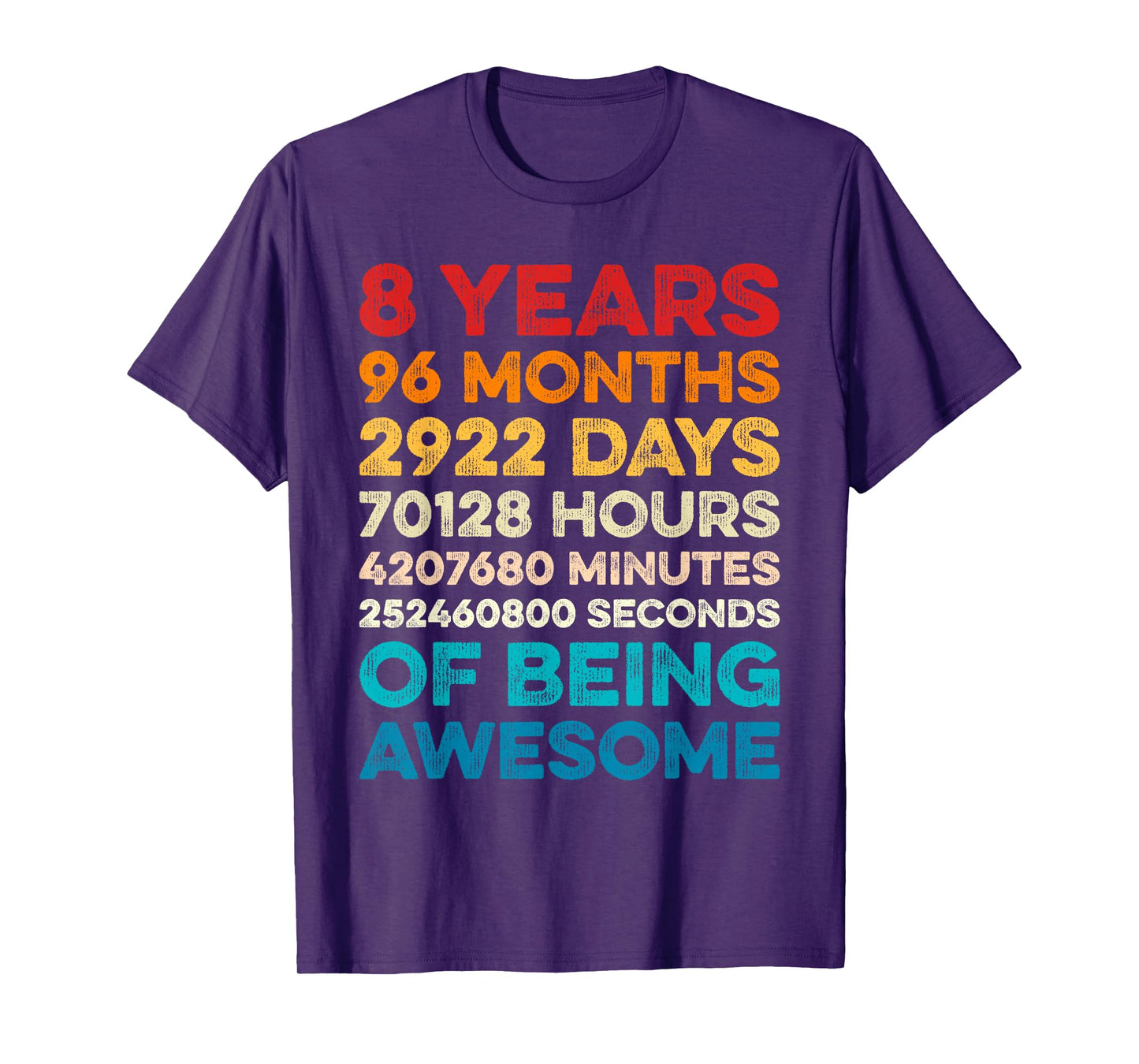 8th Birthday 8 Years of Being Awesome Vintage 8 Years Old T-Shirt