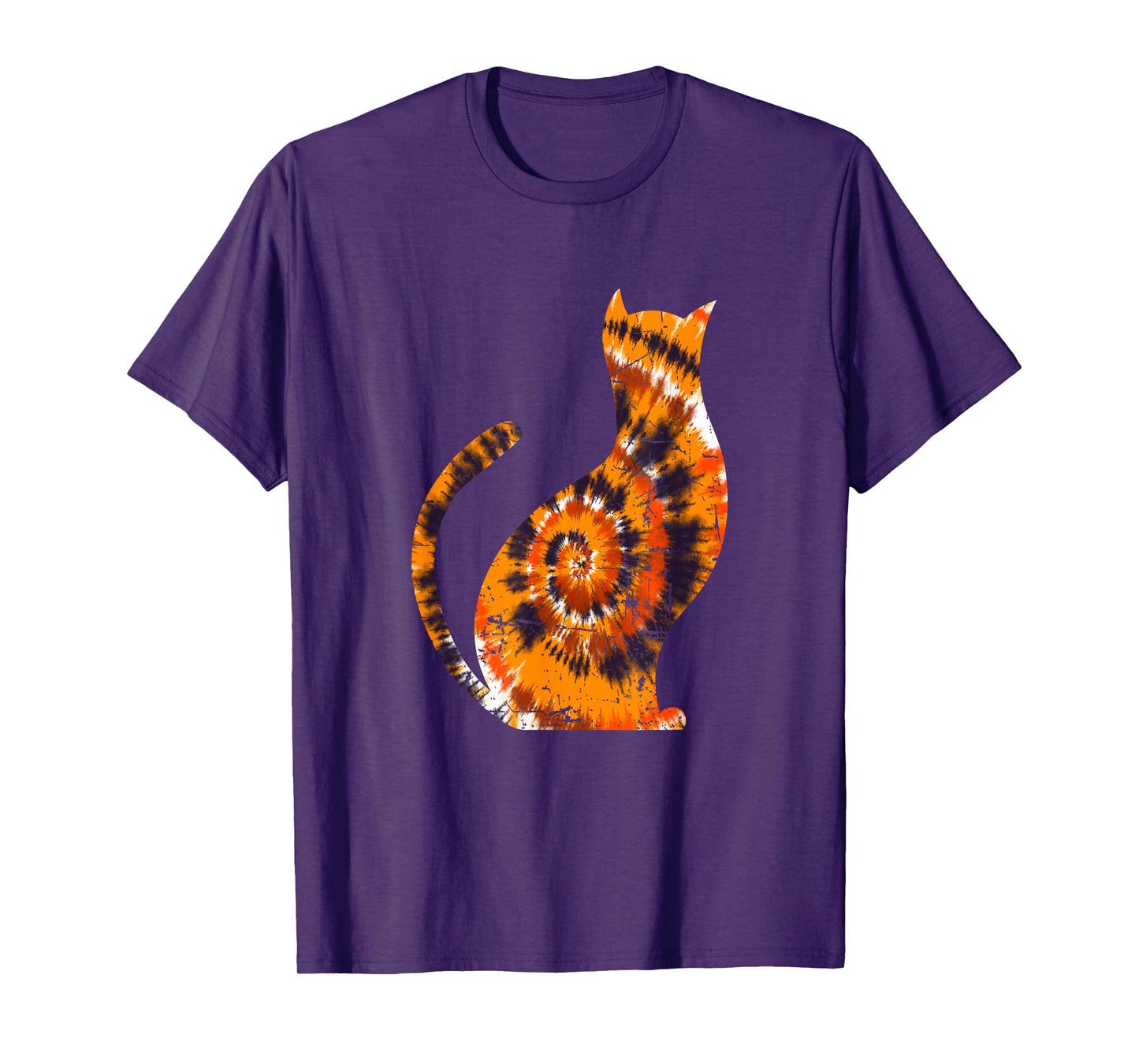 Orange Tie Dye Halloween Cat T-Shirt