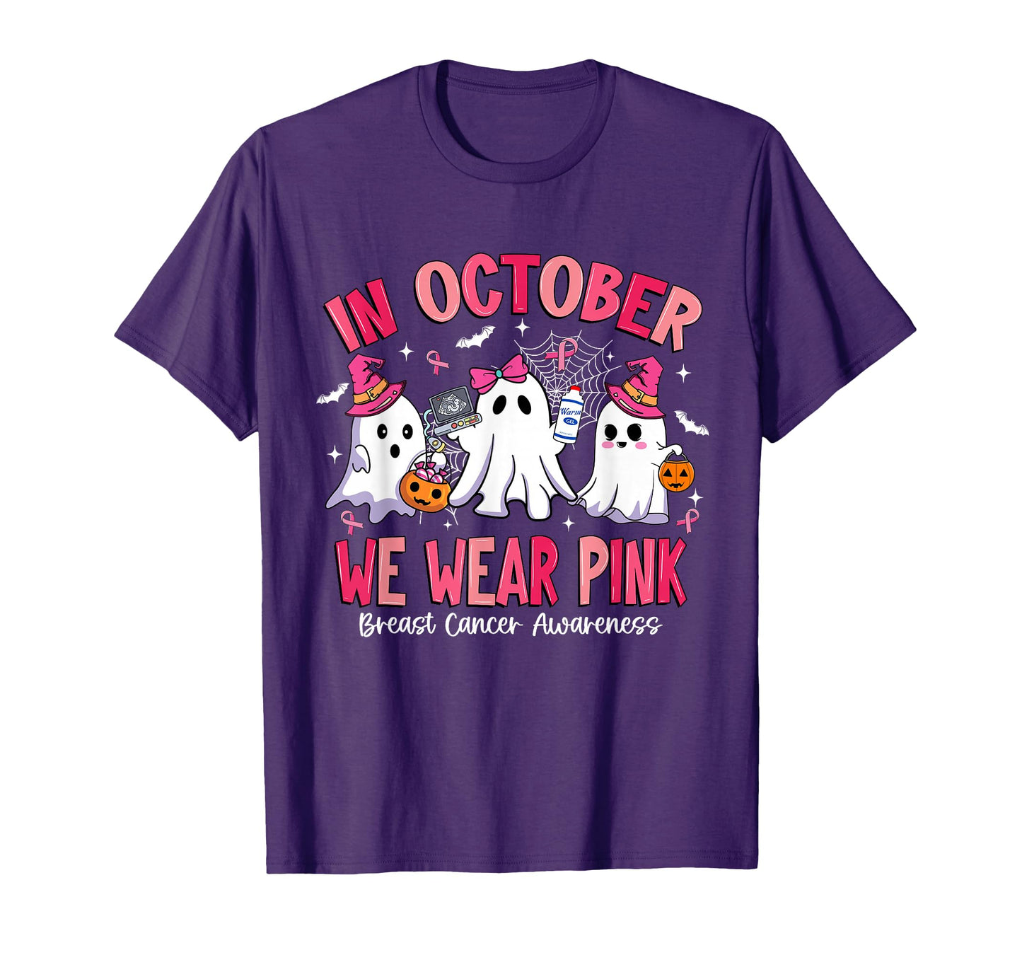 in October We Wear Pink Sonography Sonographer Breast Cancer T-Shirt