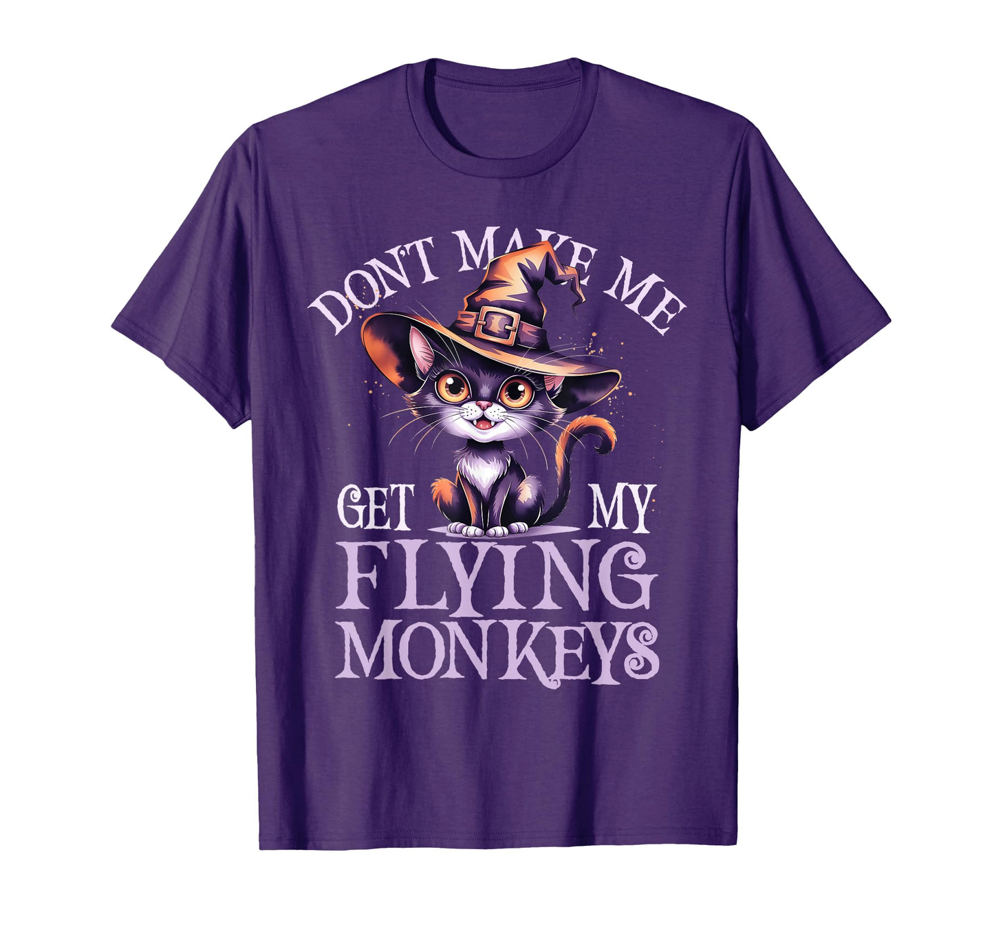 Kawaii Team Flying Monkeys Cat Witch Spooky Wizard Pumpkin T-Shirt