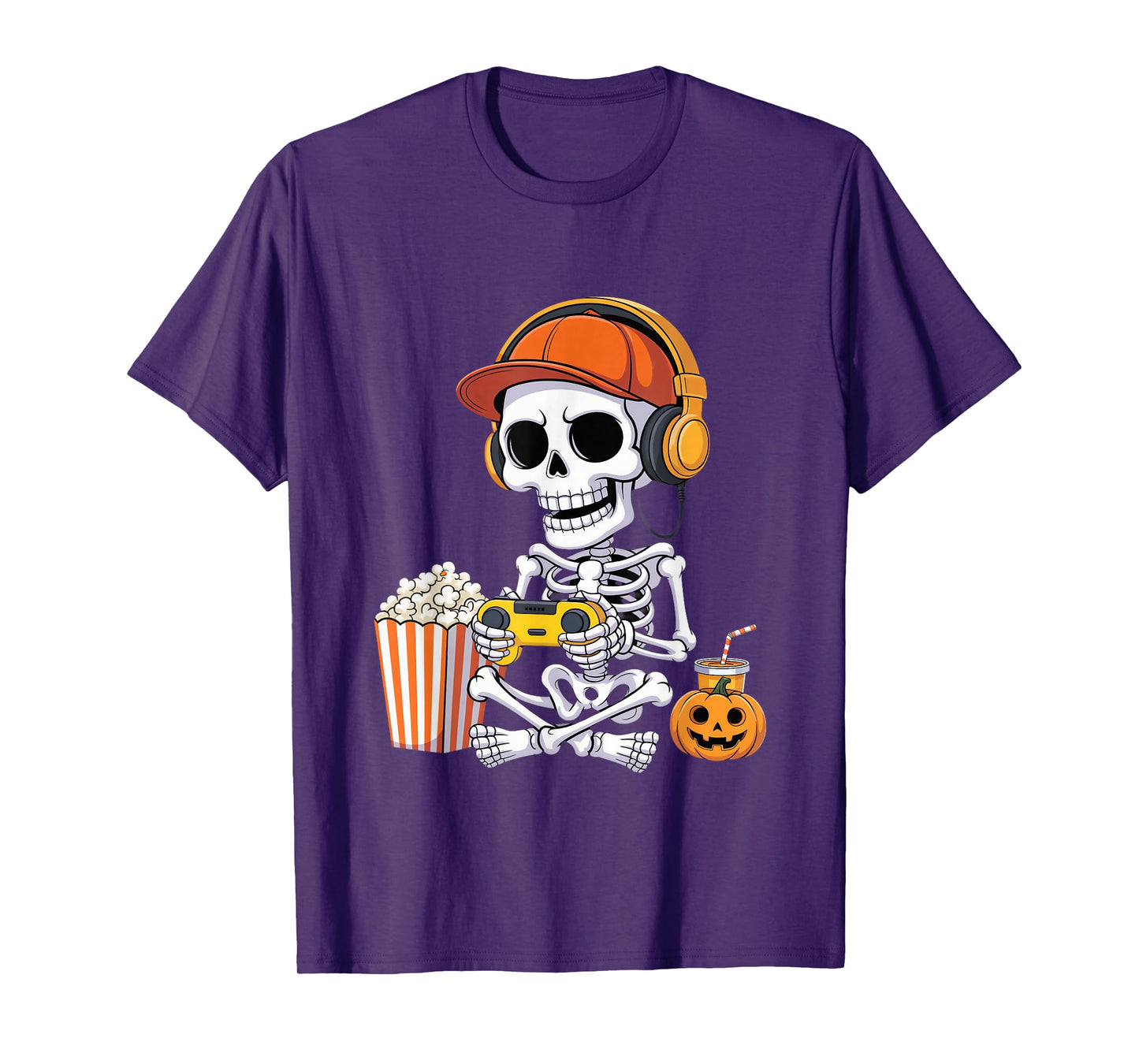 Funny Halloween Skeleton Gamer Video Gaming Boys Men Kids T-Shirt