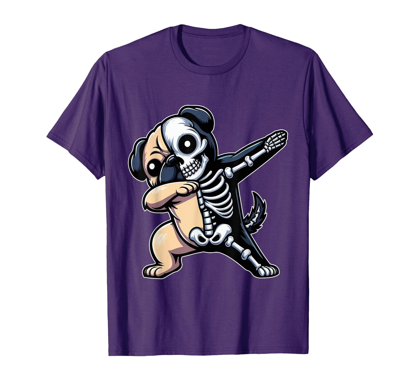 Dabbing Cute Pug Half Skeleton Halloween Costume Owner Lover T-Shirt