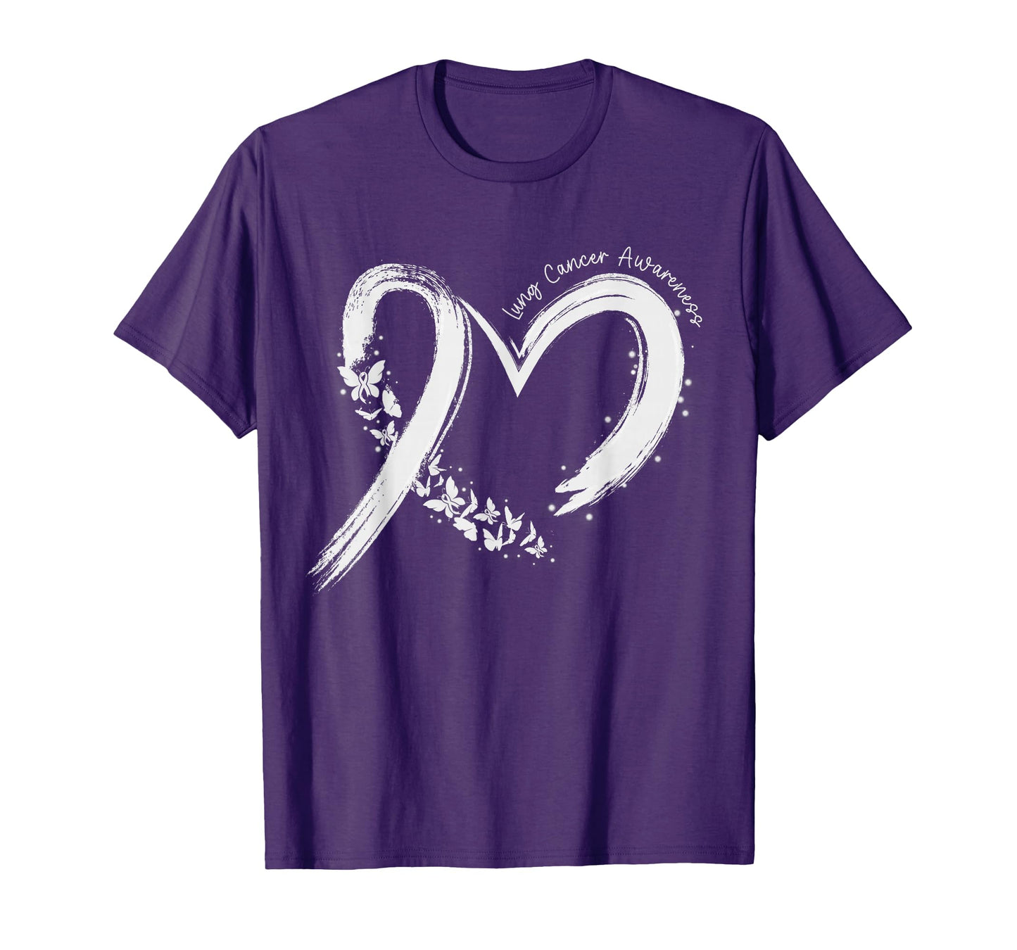 Support Lung Cancer Awareness Heart White Ribbon Women Girls T-Shirt
