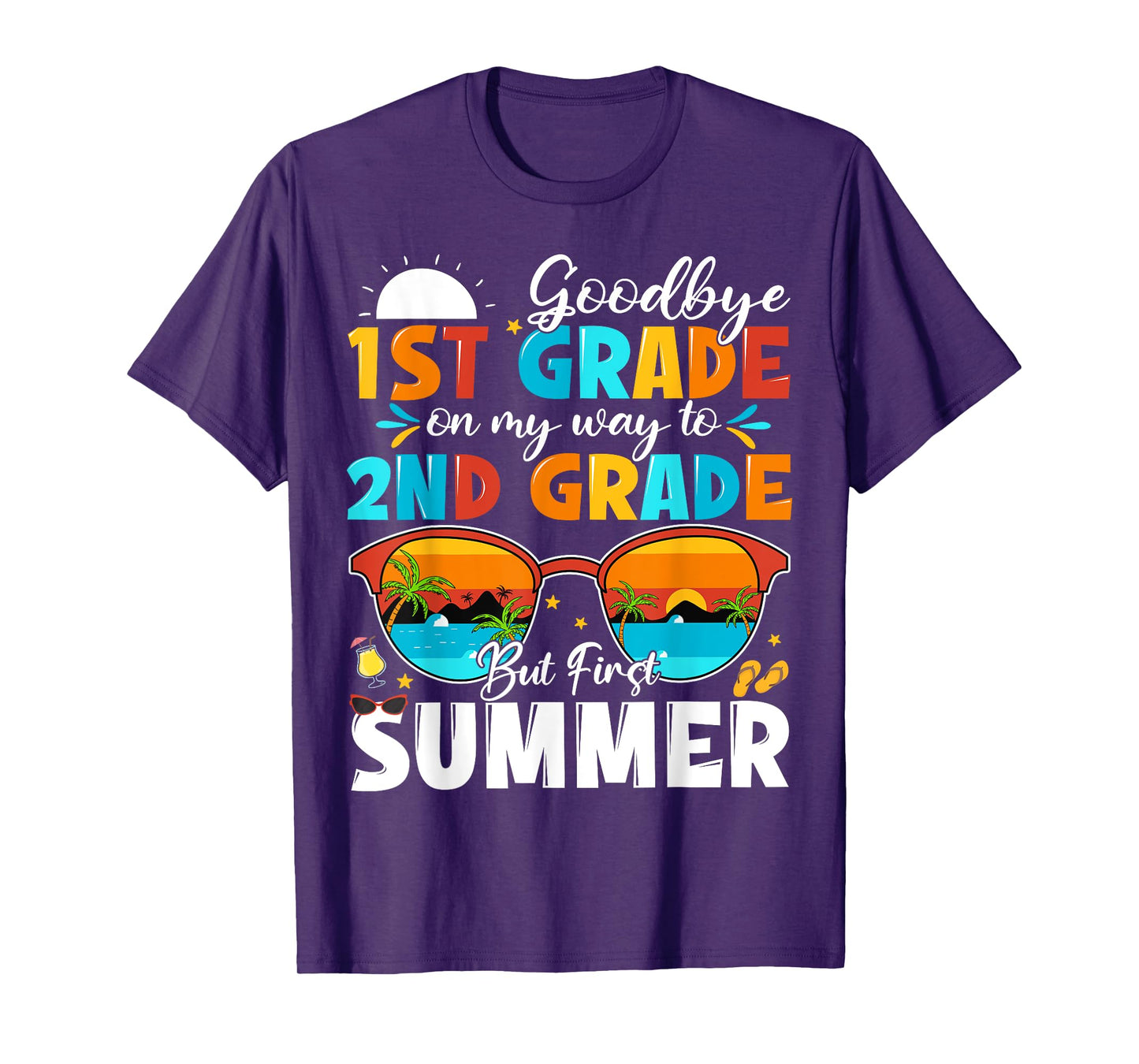 Goodbye 1st Grade Graduation To 2nd Grade Hello Summer Kids T-Shirt