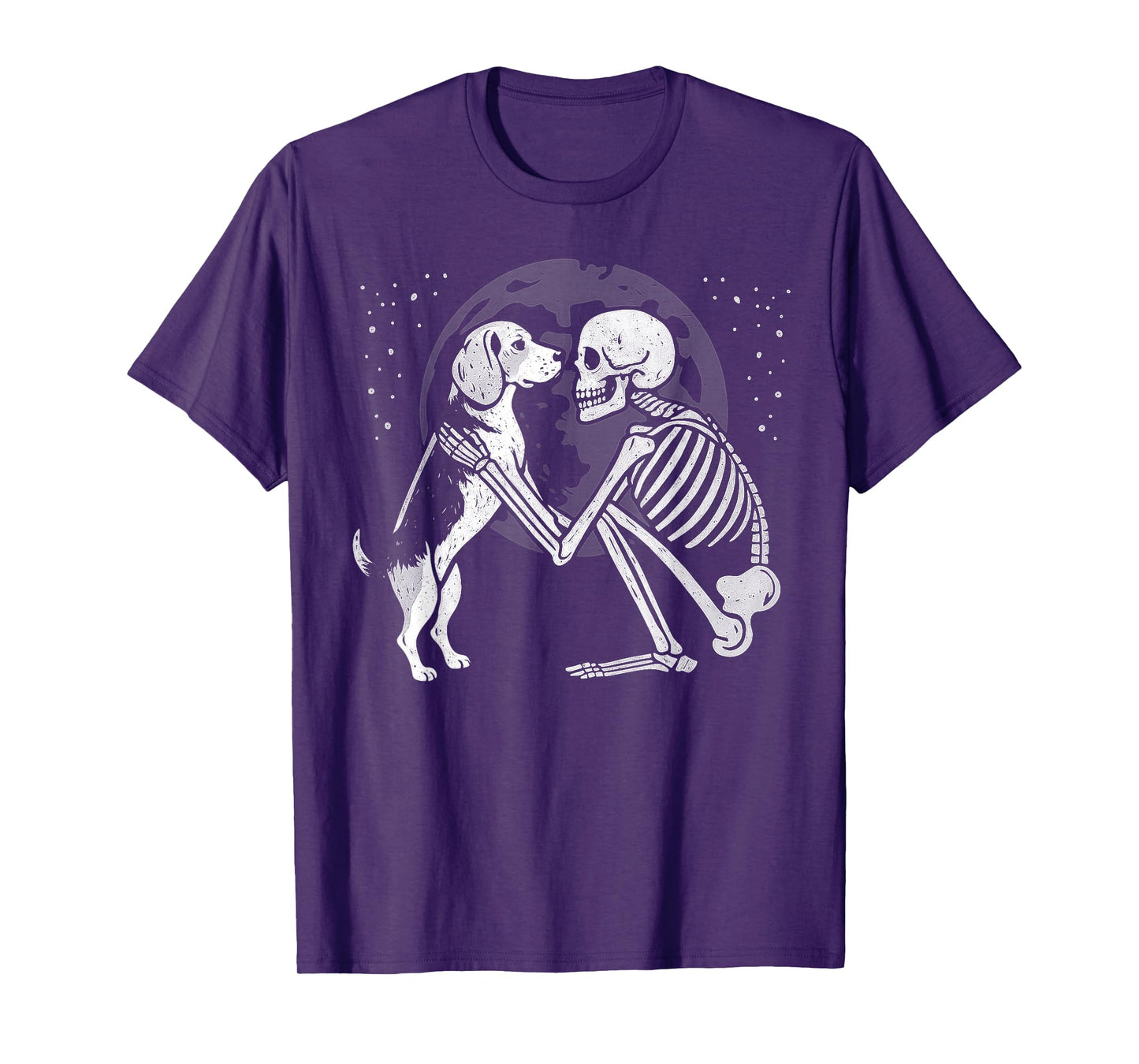 Beagle Skeleton Moon Halloween Dog Lover T-Shirt