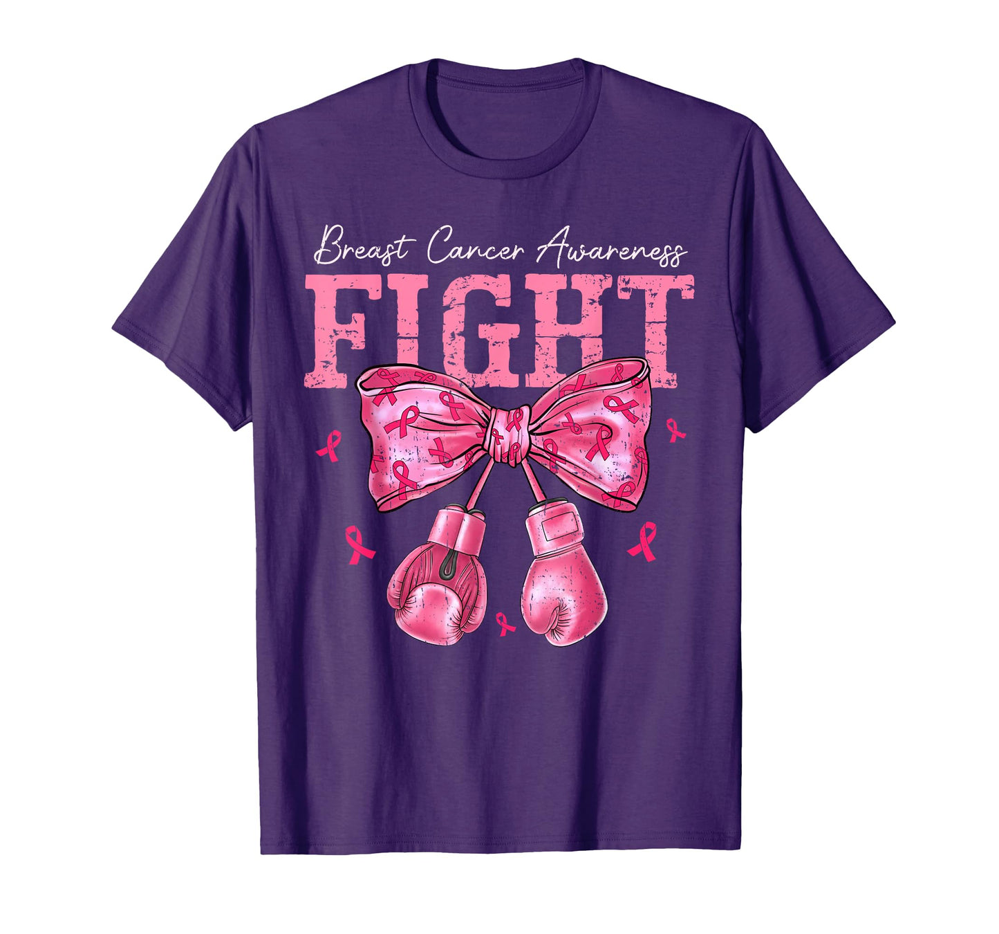 Fight Breast Cancer Awareness Shirts Women Bow Pink Ribbon T-Shirt