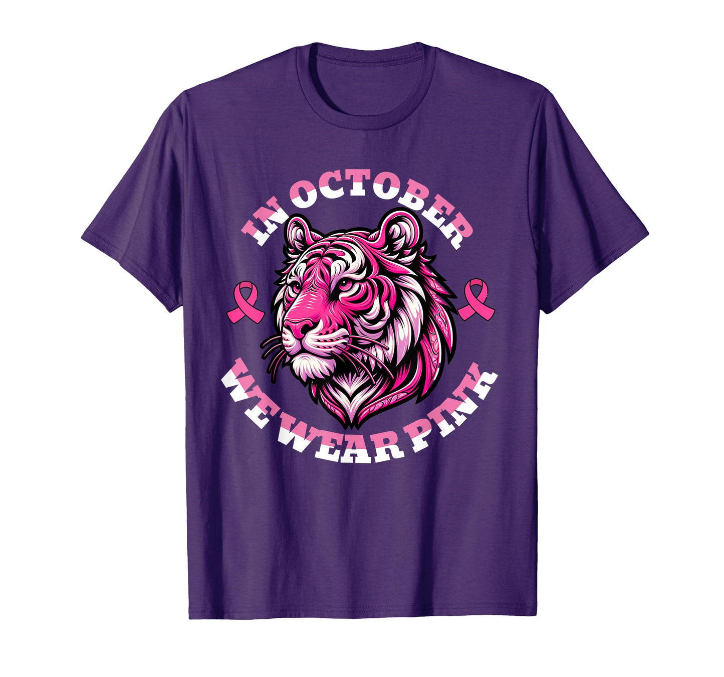 Tiger Pink, In October We Wear Pink Cute Graphic T-Shirt