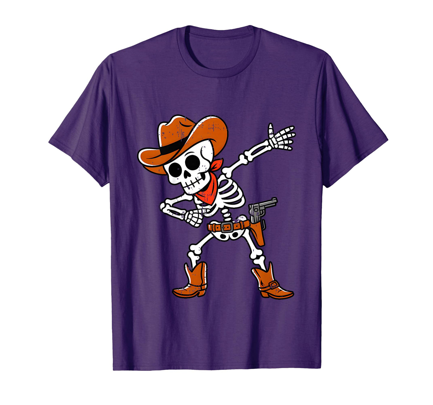 Kids Dabbing Skeleton Cowboy Funny Halloween Costume Boys Kids T-Shirt