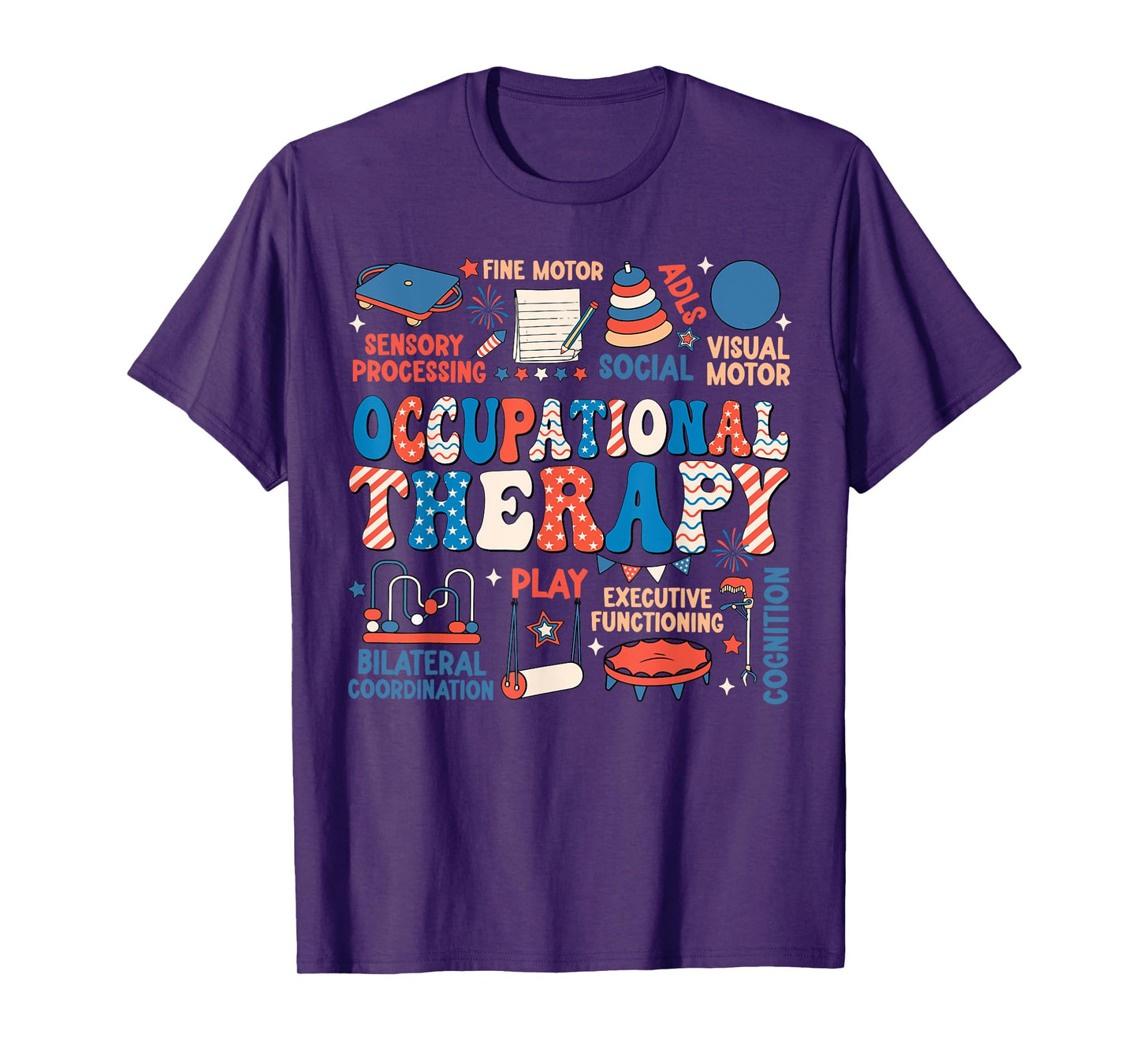 Retro Groovy Occupational Therapy OT Therapist 4th Of July T-Shirt for Women Men