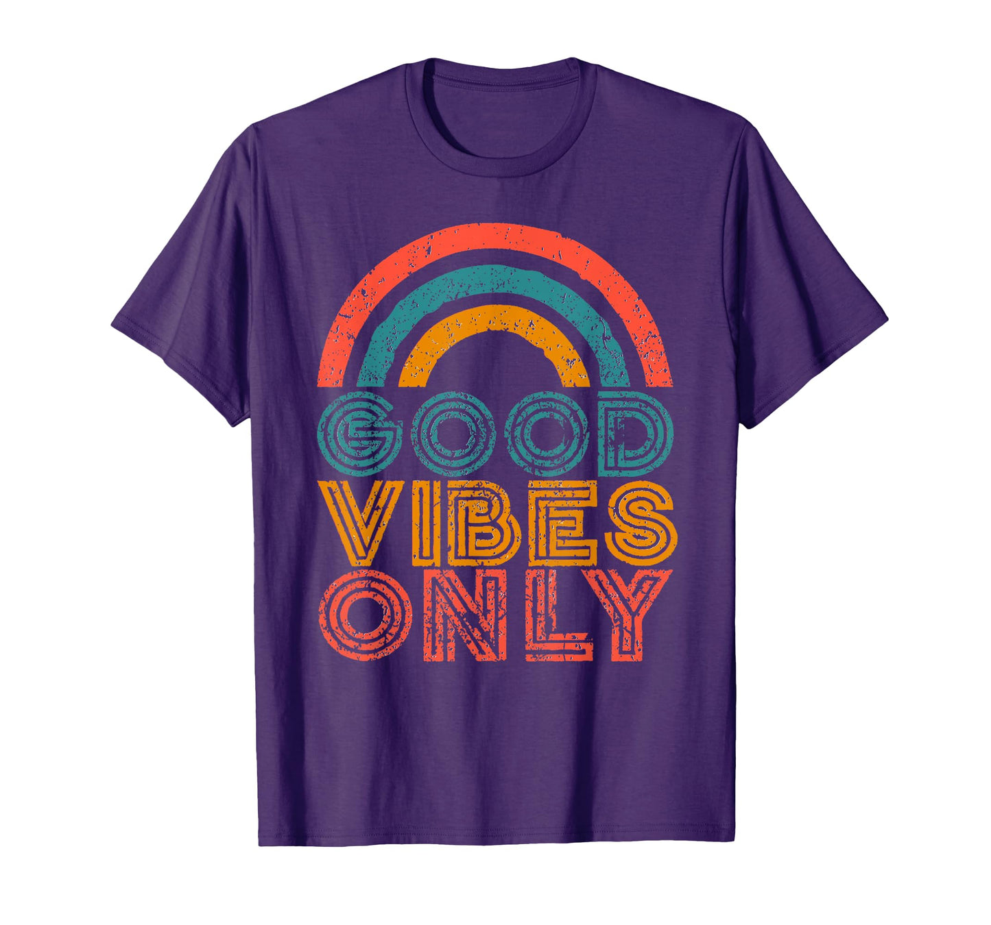 Good Vibes Only Vintage Rainbow Positive Vibe Quote Gift T-Shirt