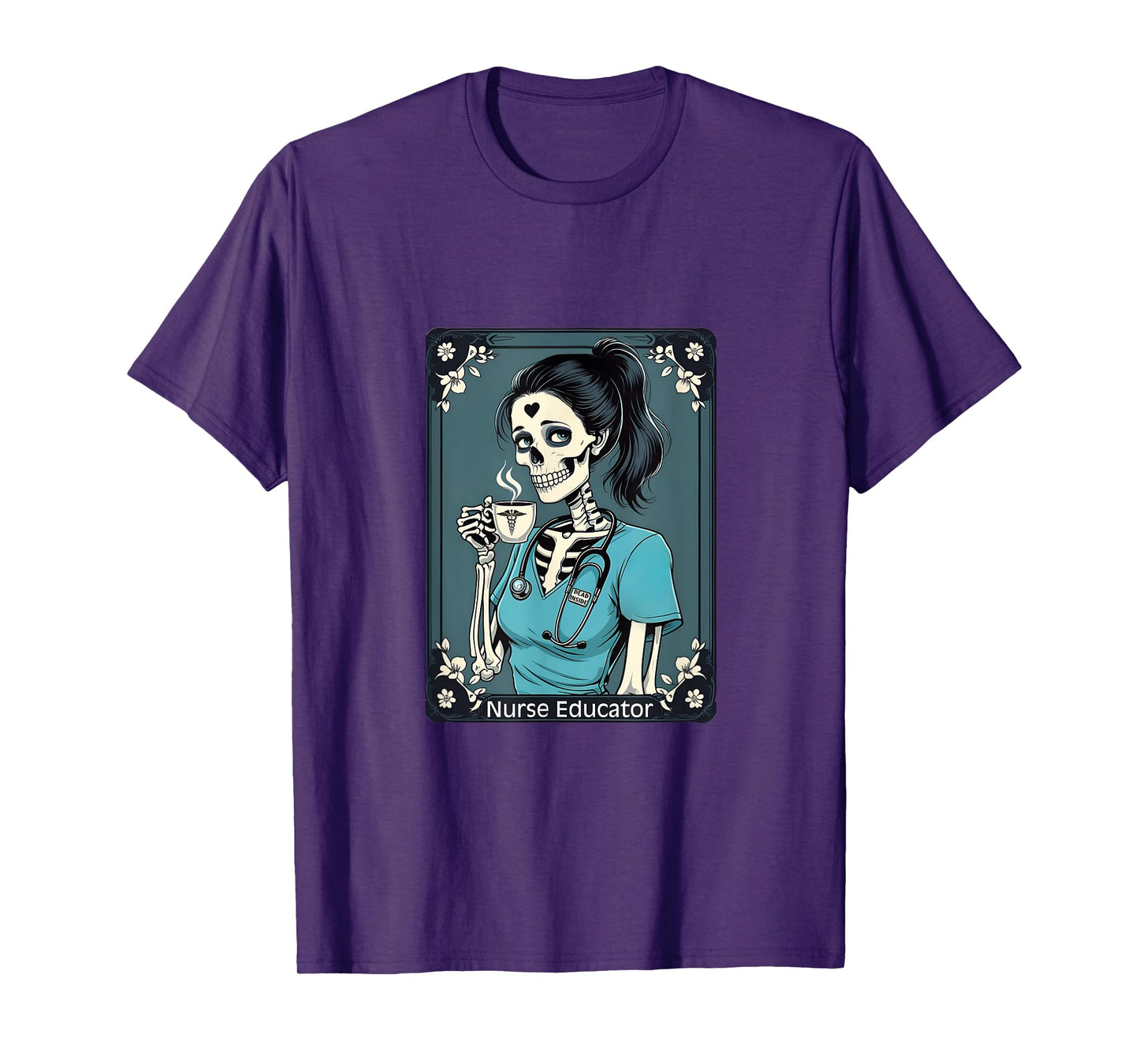 Nurse Educator Taro Card Funny Skeleton Halloween T-Shirt