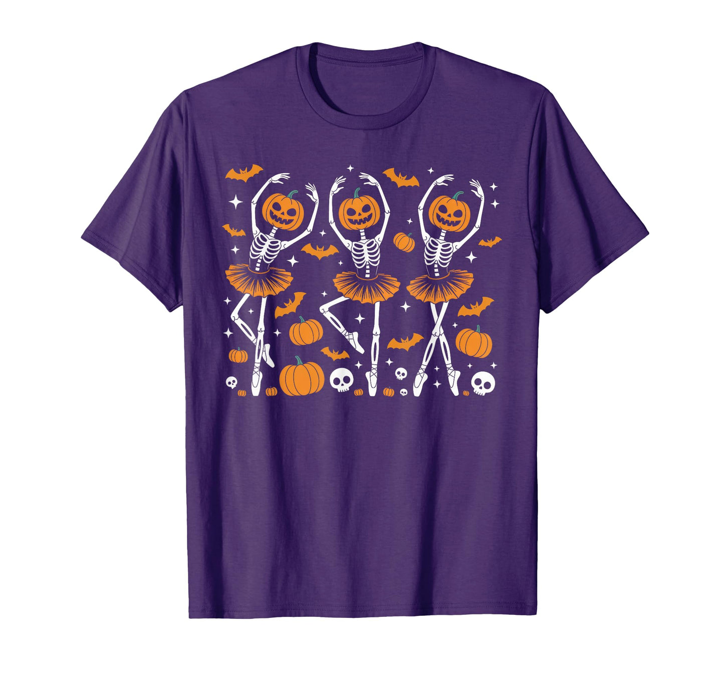 Ballet Pumpkin Skeleton Scary Halloween Men Women Girl T-Shirt