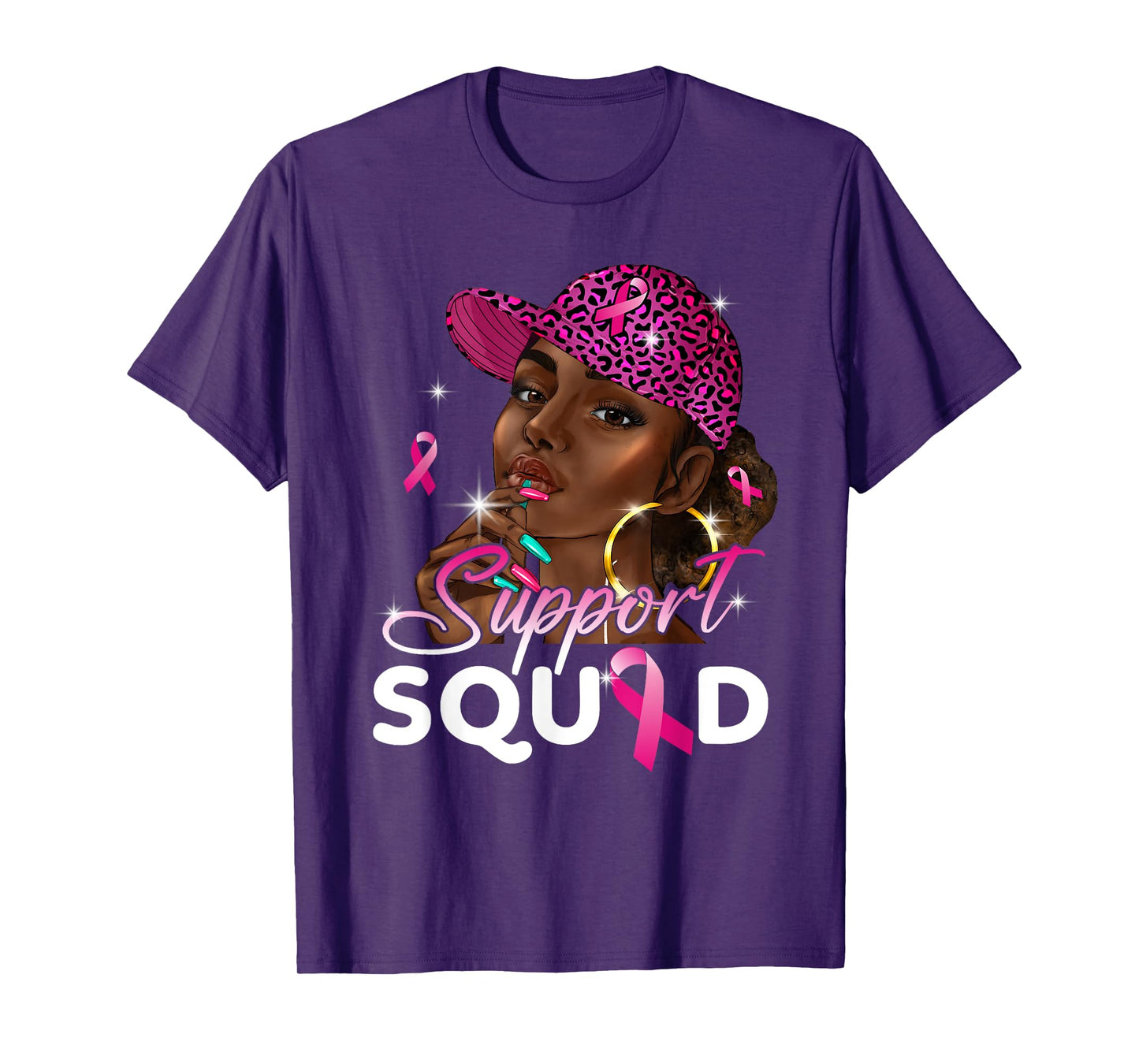 Black Girl Black Woman Breast Cancer Awareness Pink Ribbon T-Shirt