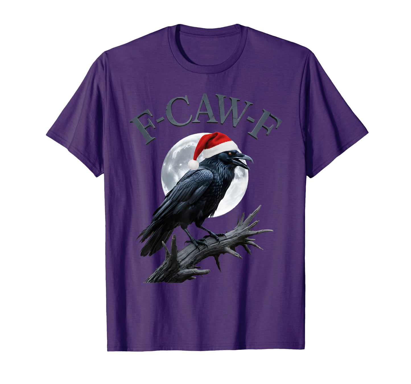 Funny Crow F-CAW-F Black Bird Gothic Christmas Santa Hat T-Shirt