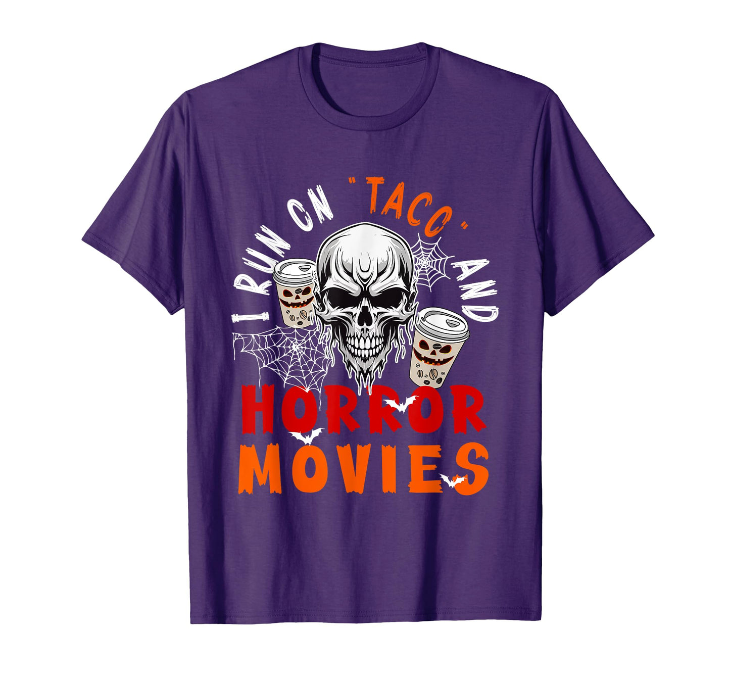 Running On Coffee and Horror Movies Halloween Horror Skull T-Shirt
