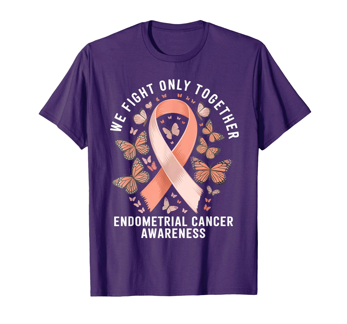 Endometrial Cancer Awareness Peach Ribbon T-Shirt