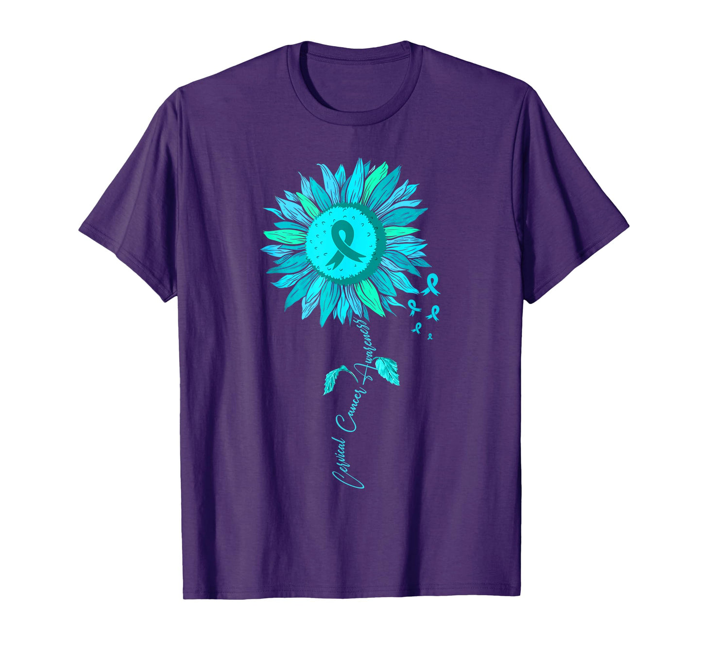 Cervical Cancer Awareness Sunflower Teal Ribbon T-Shirt